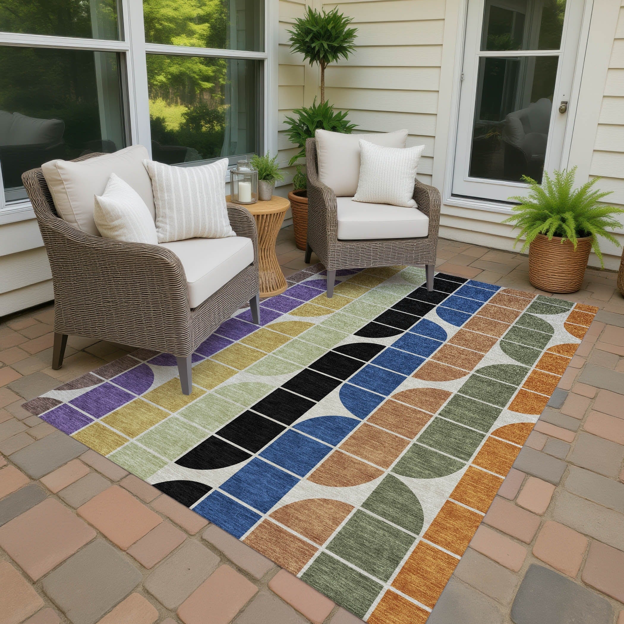 Machine Washable Indoor Outdoor Modern Finch Chantille Rug