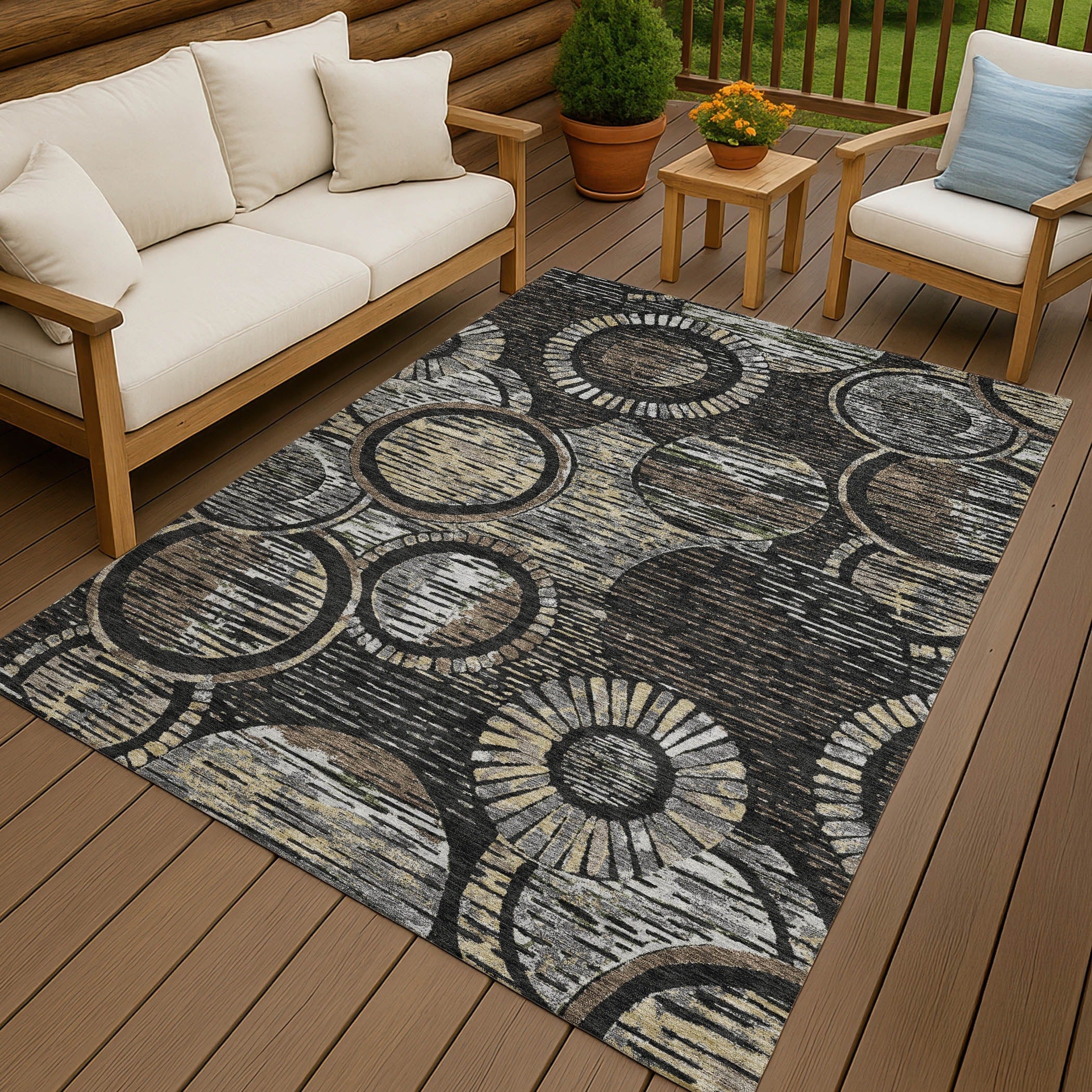 Machine Washable Indoor Outdoor Modern Grover Chantille Rug