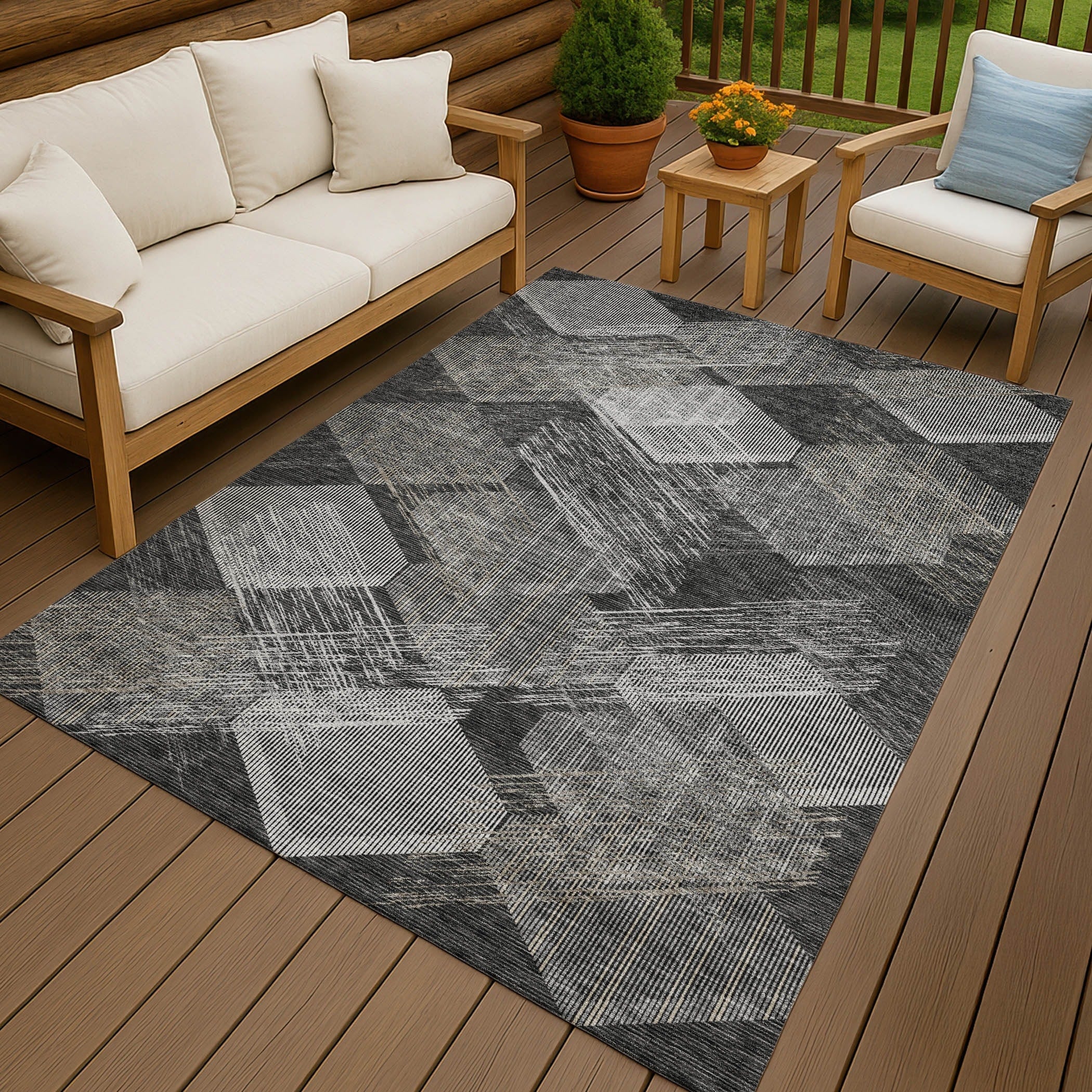 Machine Washable Indoor Outdoor Modern Hotchkiss Chantille Rug