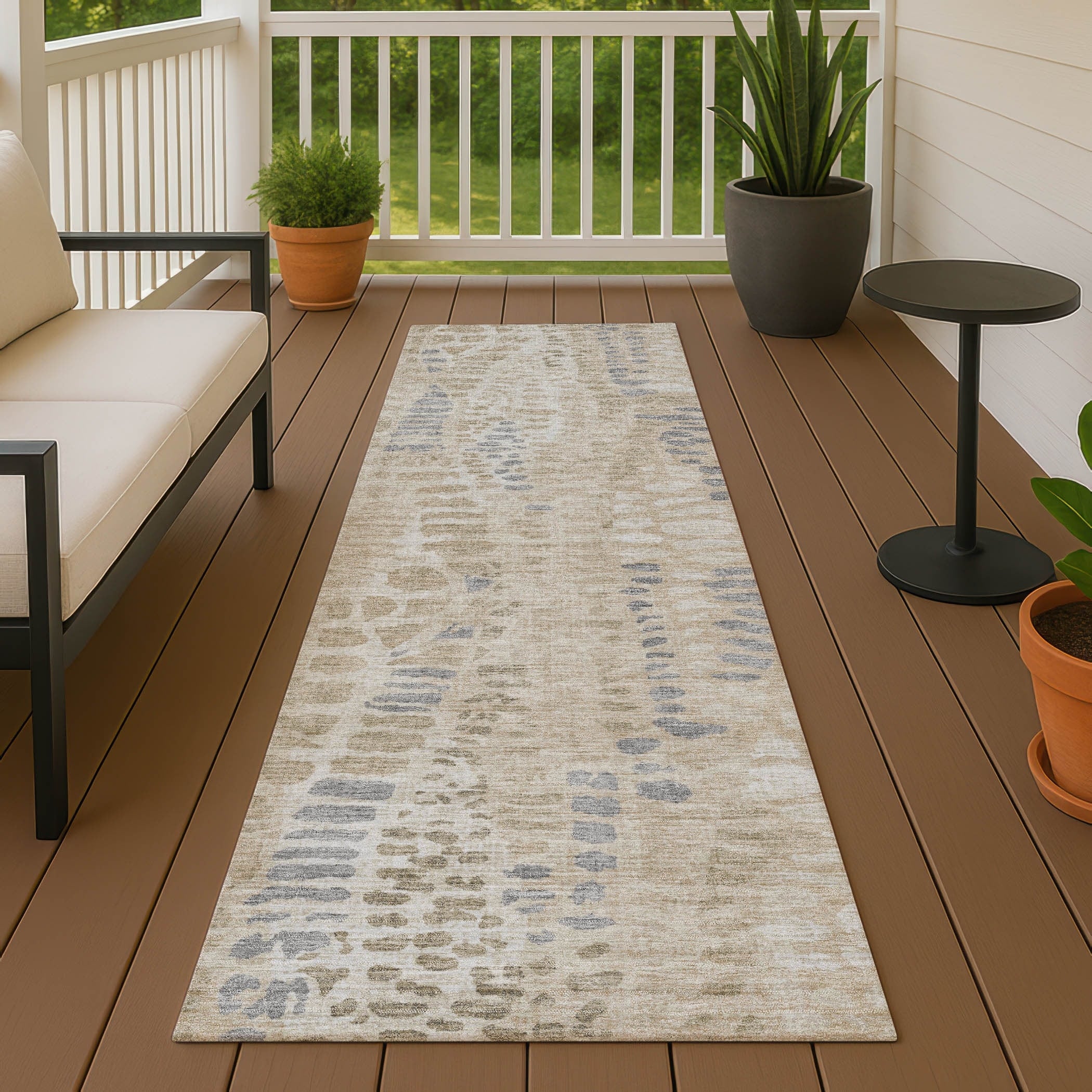 Machine Washable Indoor Outdoor Modern Imprints Chantille Rug