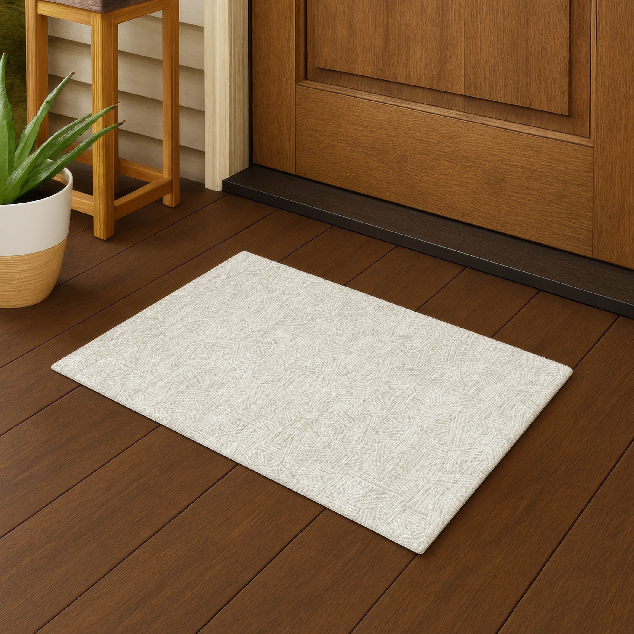 Machine Washable Indoor Outdoor Modern Kersey Chantille Rug