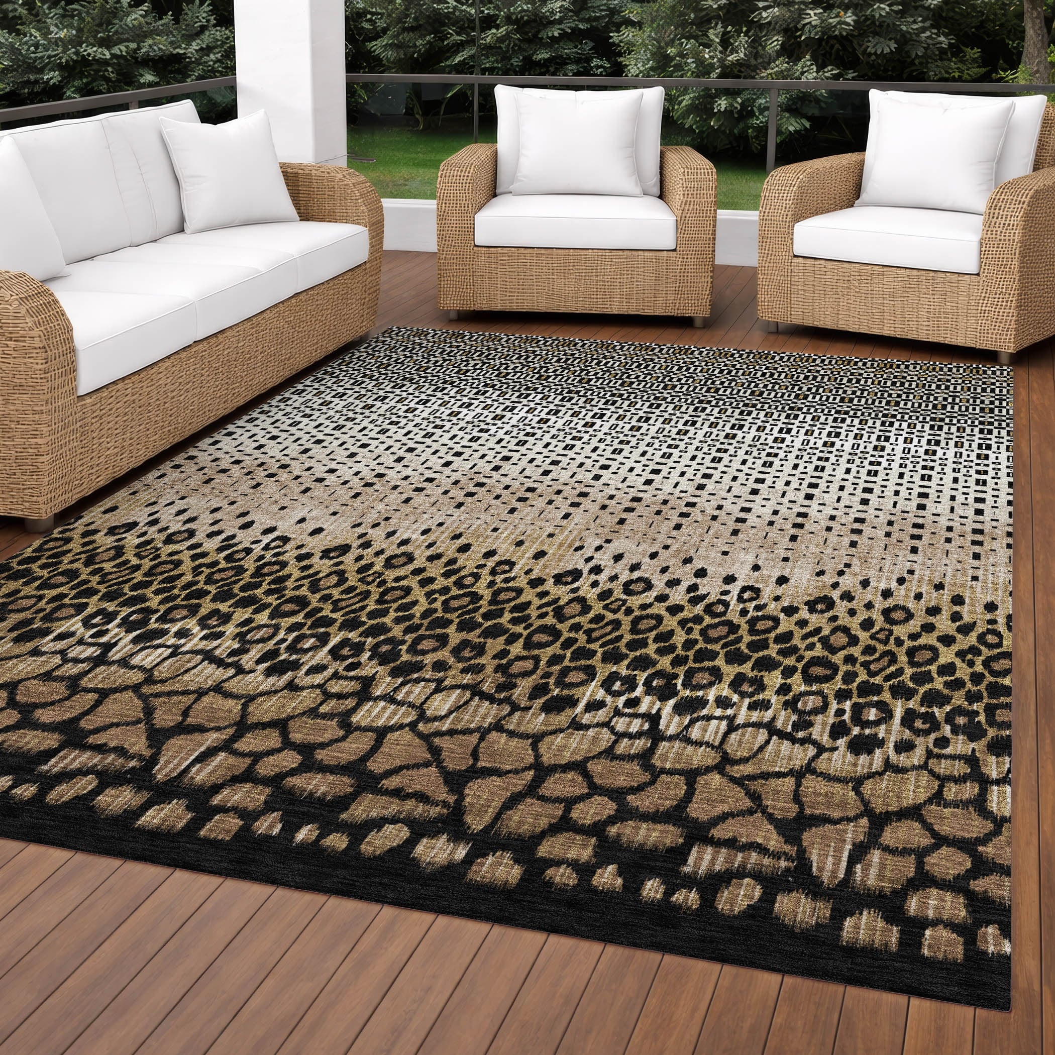 Machine Washable Indoor Outdoor Modern Minnetonka Chantille Rug