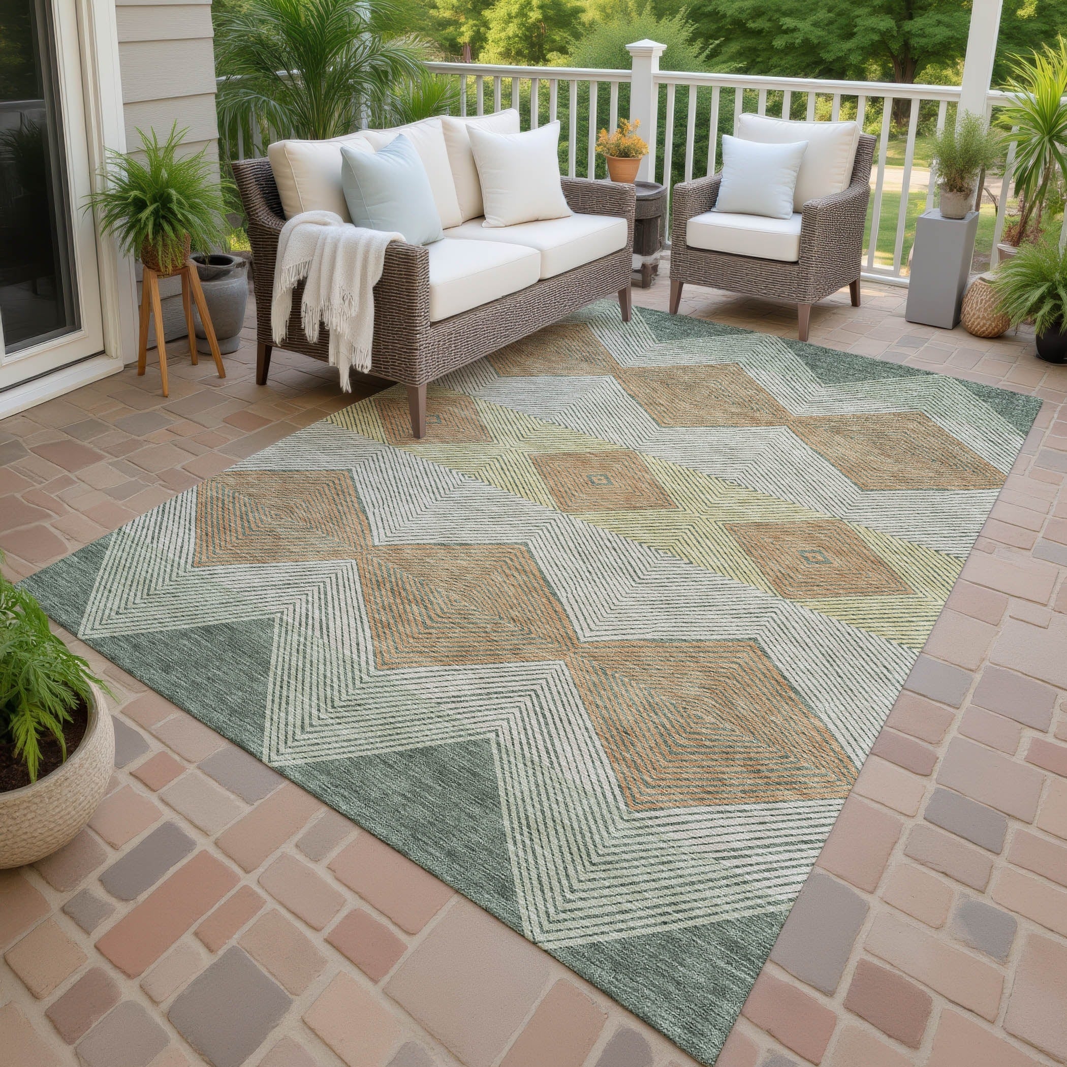 Machine Washable Indoor Outdoor Modern Mission Chantille Rug