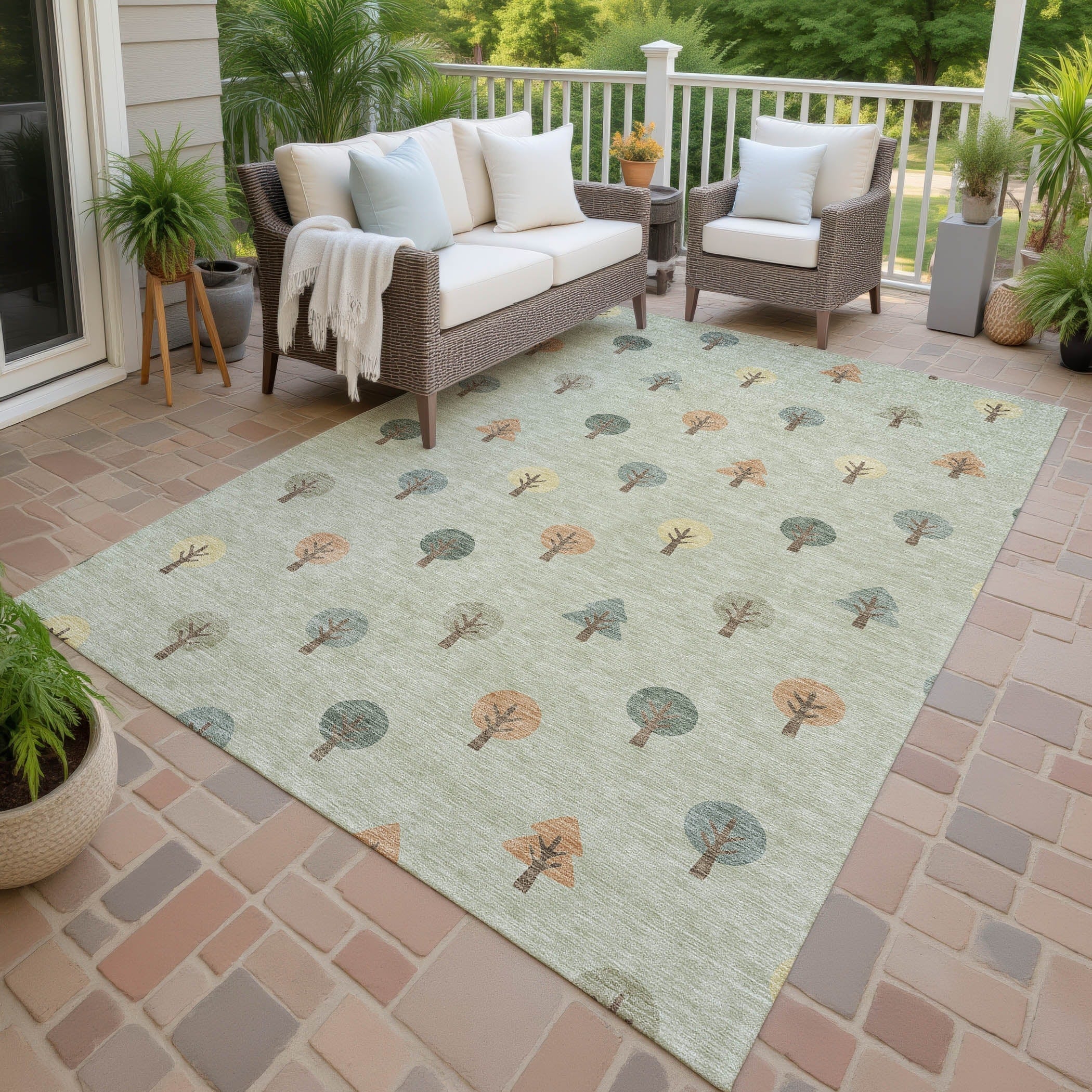 Machine Washable Indoor Outdoor Modern Mulvane Chantille Rug