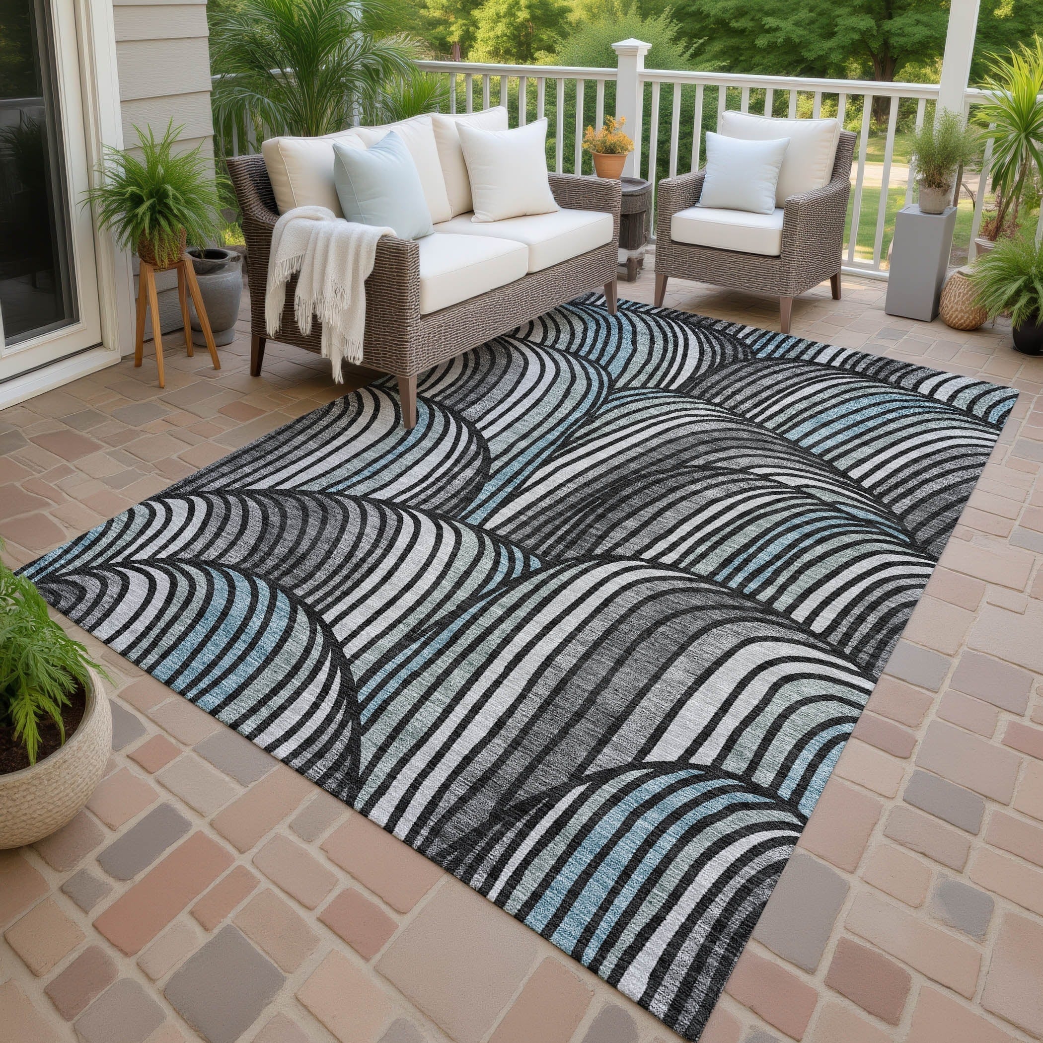 Machine Washable Indoor Outdoor Modern Parsons Chantille Rug