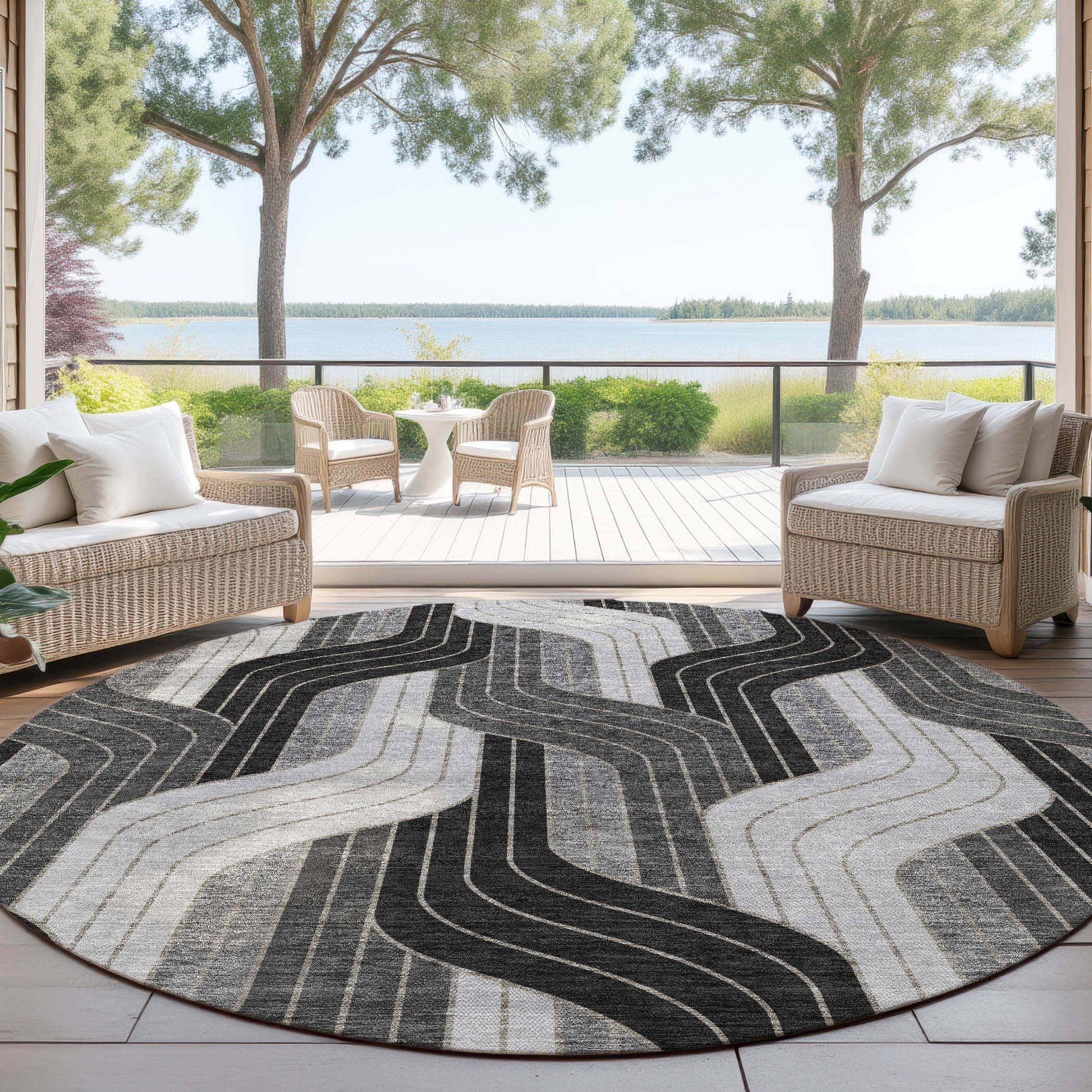 Machine Washable Indoor Outdoor Modern Pathway Chantille Rug