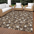 Machine Washable Indoor Outdoor Modern Pebble Chantille Rug