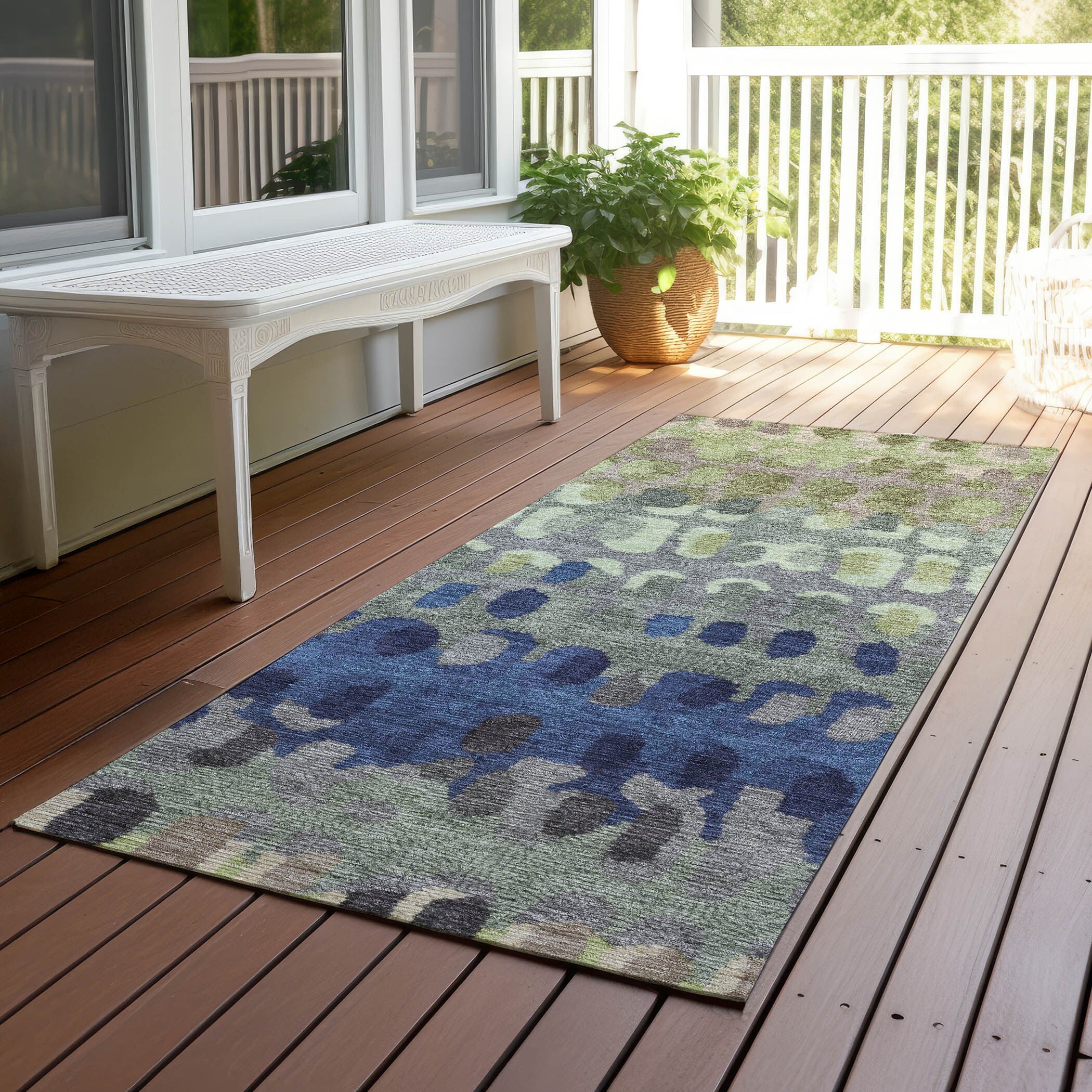 Machine Washable Indoor Outdoor Modern Trezze Chantille Rug