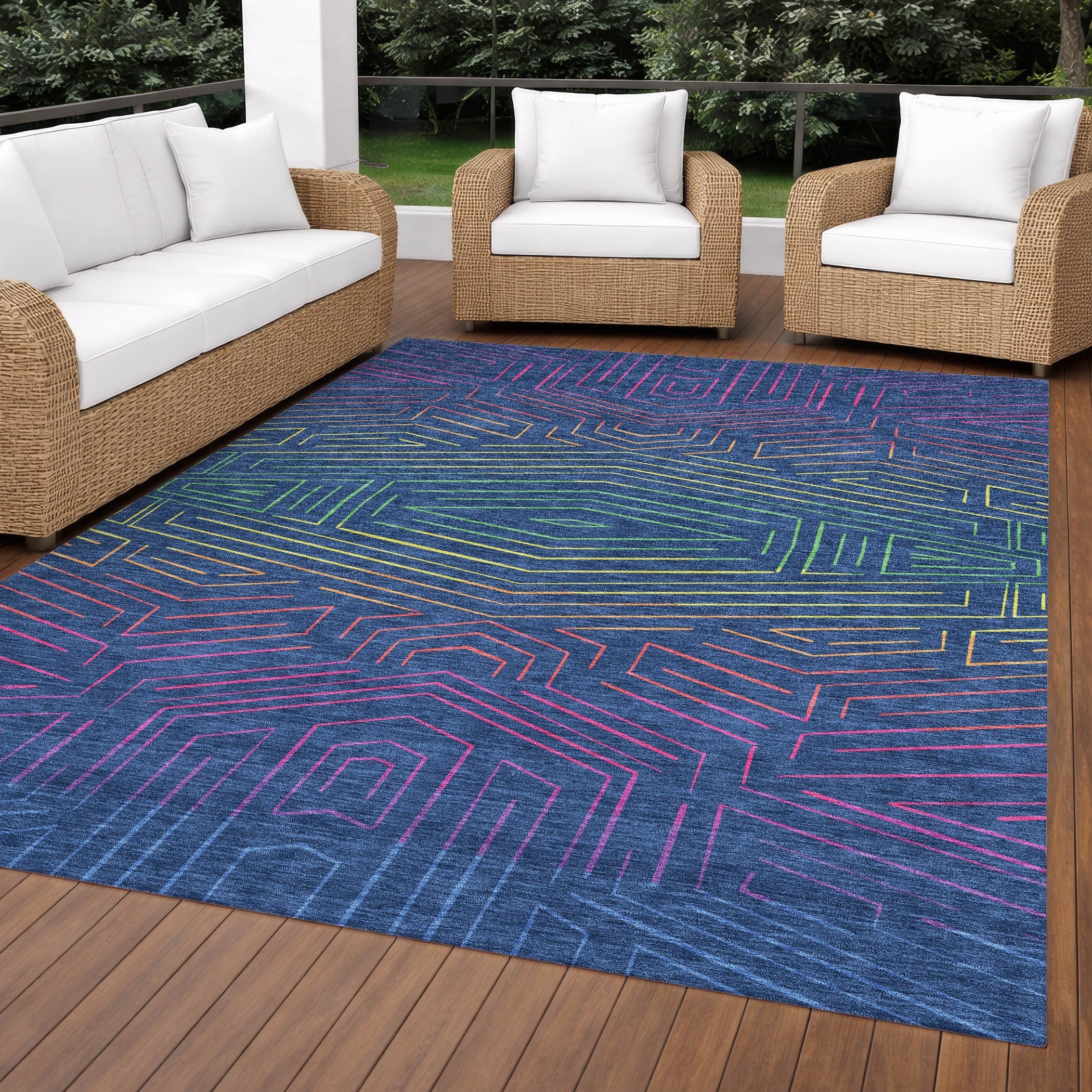 Machine Washable Indoor Outdoor Modern Ulm Chantille Rug