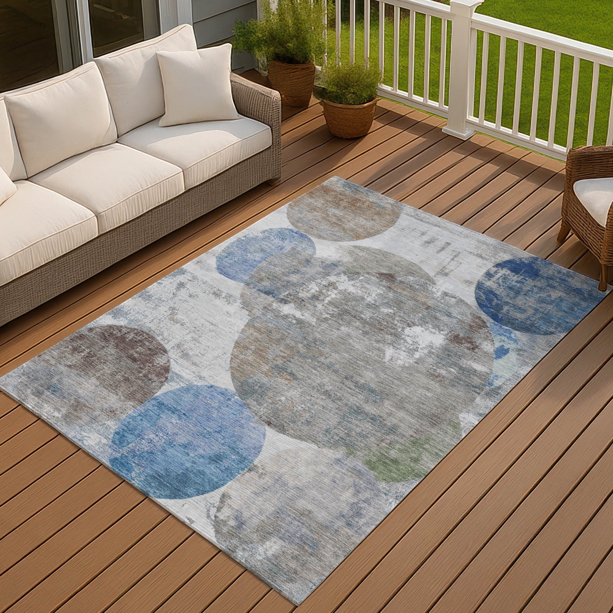 Machine Washable Indoor Outdoor Modern Vintage Chantille Rug