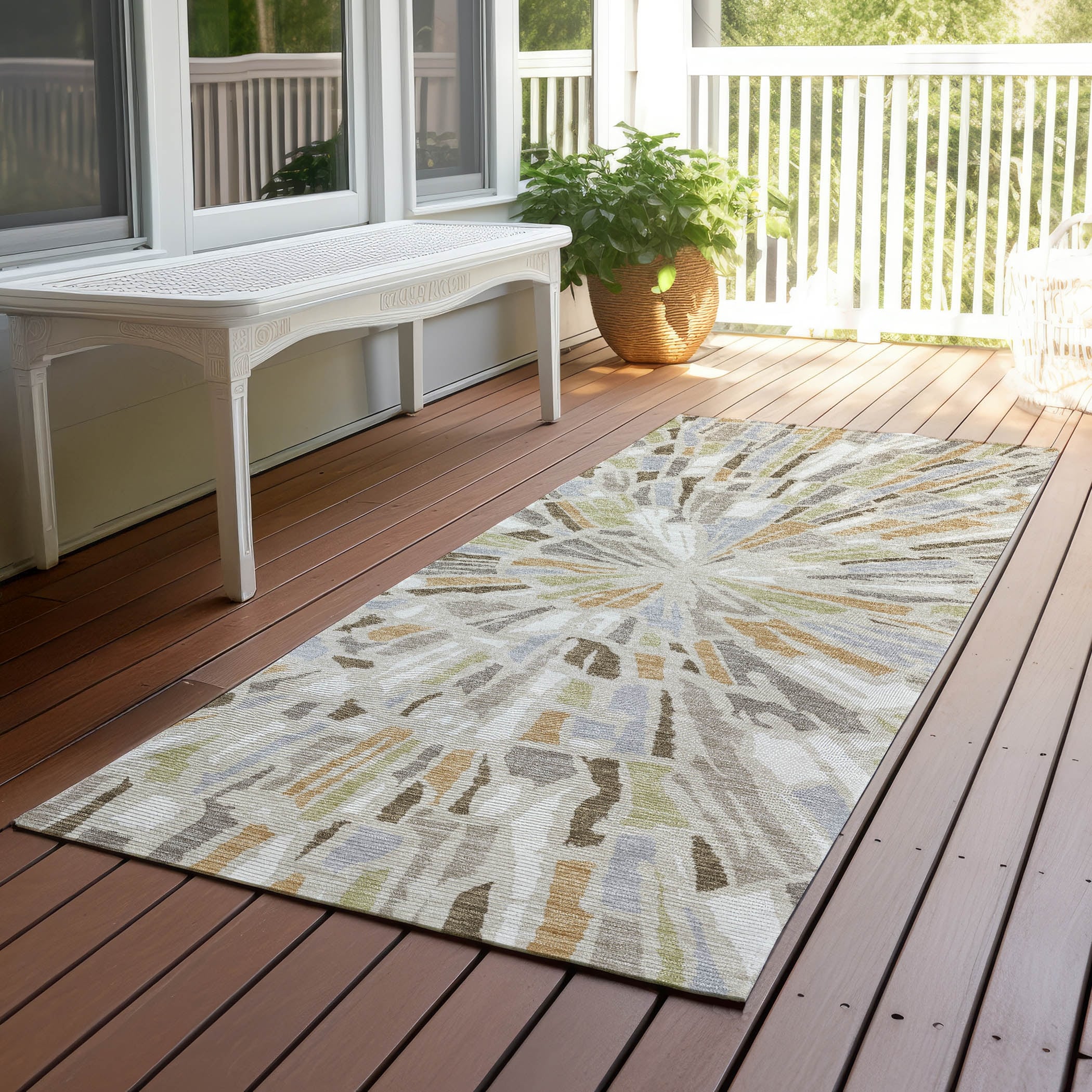 Machine Washable Indoor Outdoor Modern Zip Chantille Rug