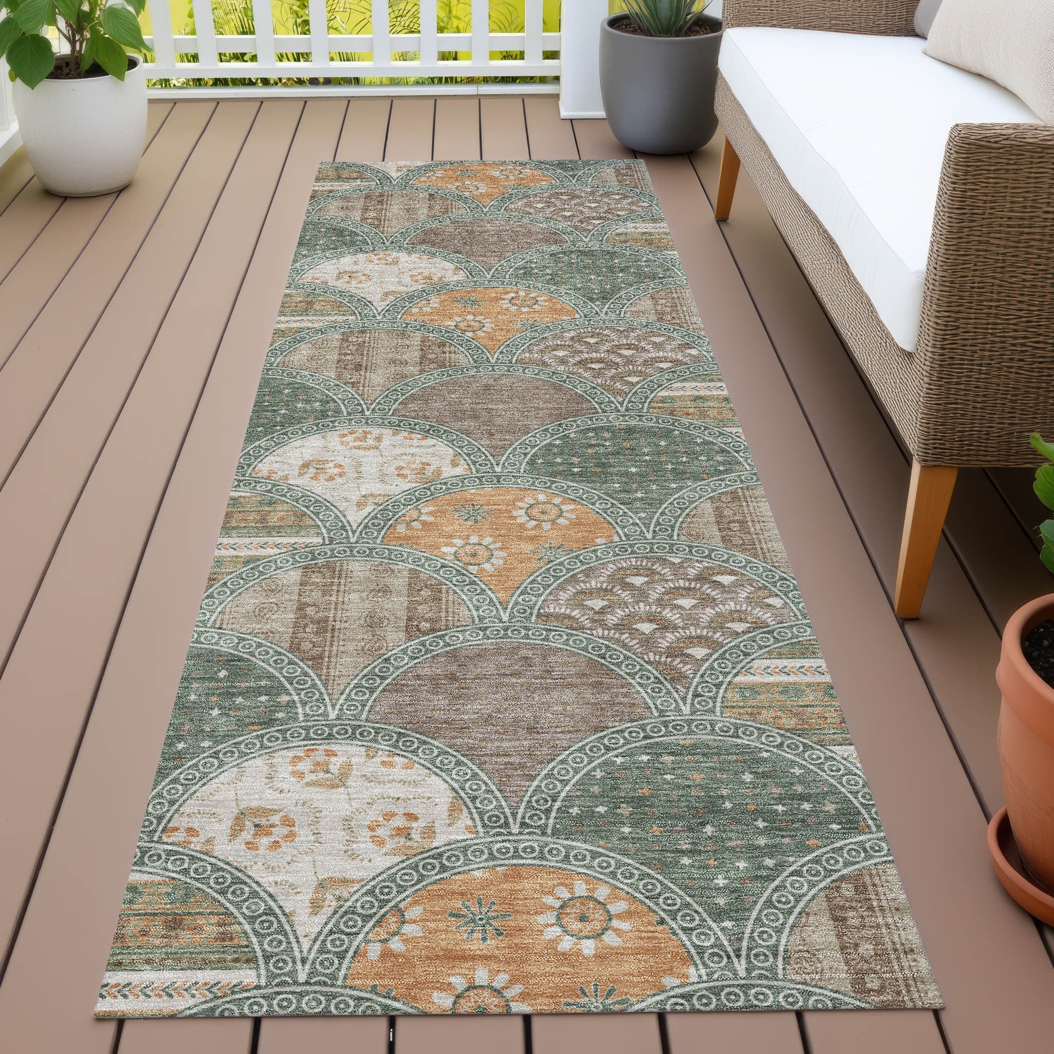 Machine Washable Indoor Outdoor Mosaic Bayport Chantille Rug