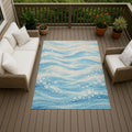Machine Washable Indoor Outdoor Ocean Wave Chantille Rug