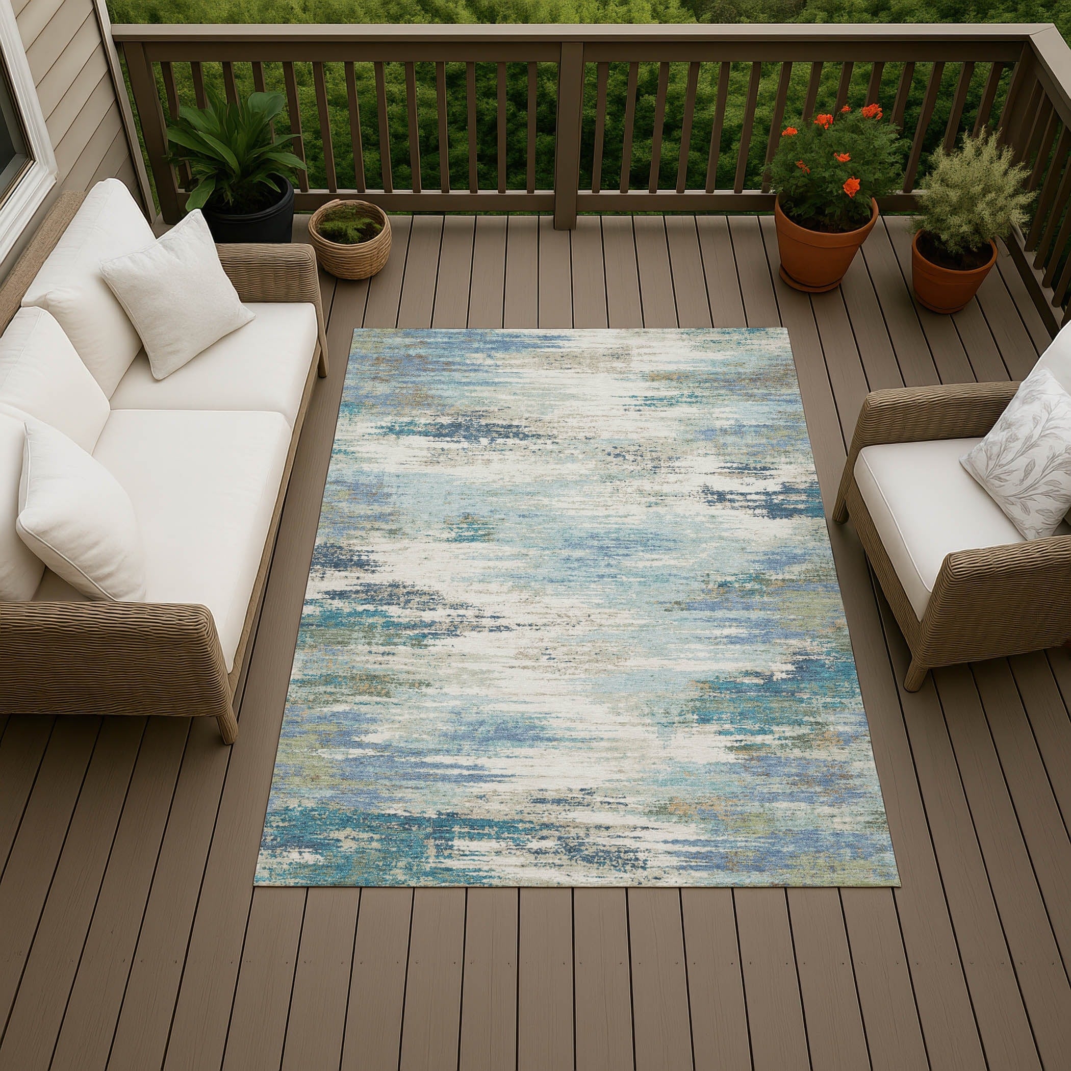 Machine Washable Indoor Outdoor Ombre Modern Rincon Chantille Rug