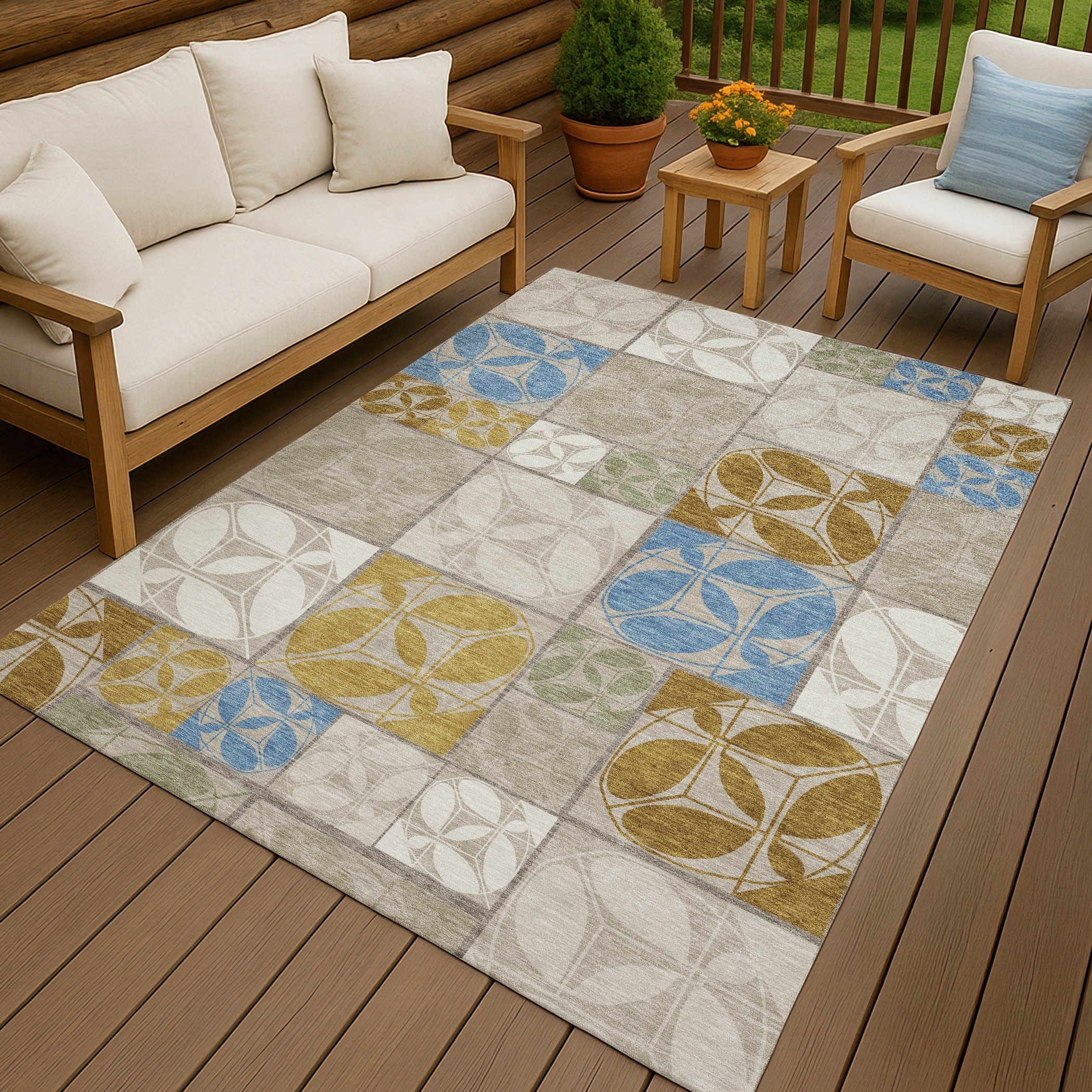 Machine Washable Indoor Outdoor Patch Lupton Chantille Rug
