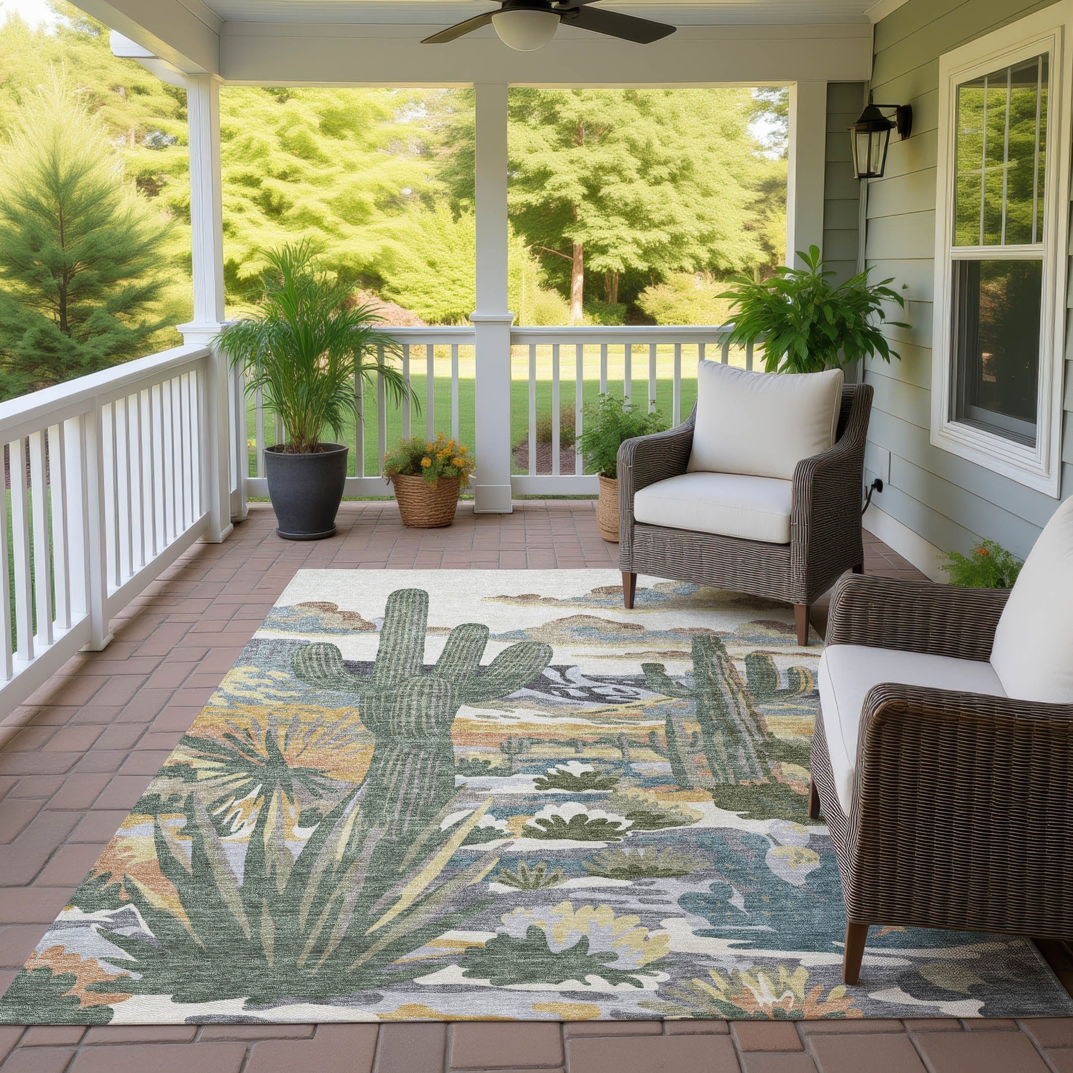 Machine Washable Indoor Outdoor Southwestern Mesa Chantille Rug