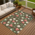 Machine Washable Indoor Outdoor Strawberry Garden Chantille Rug