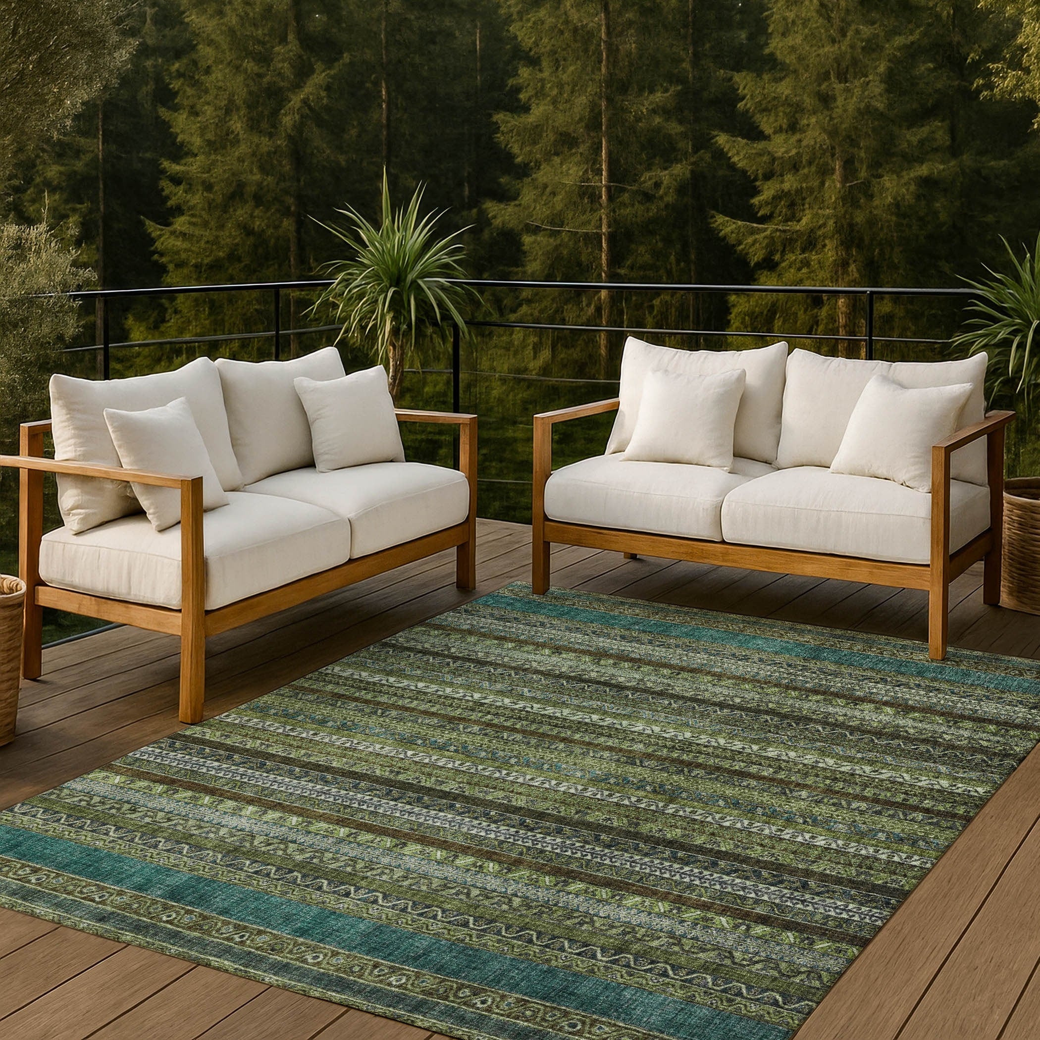 Machine Washable Indoor Outdoor Stripe Cordele Chantille Rug