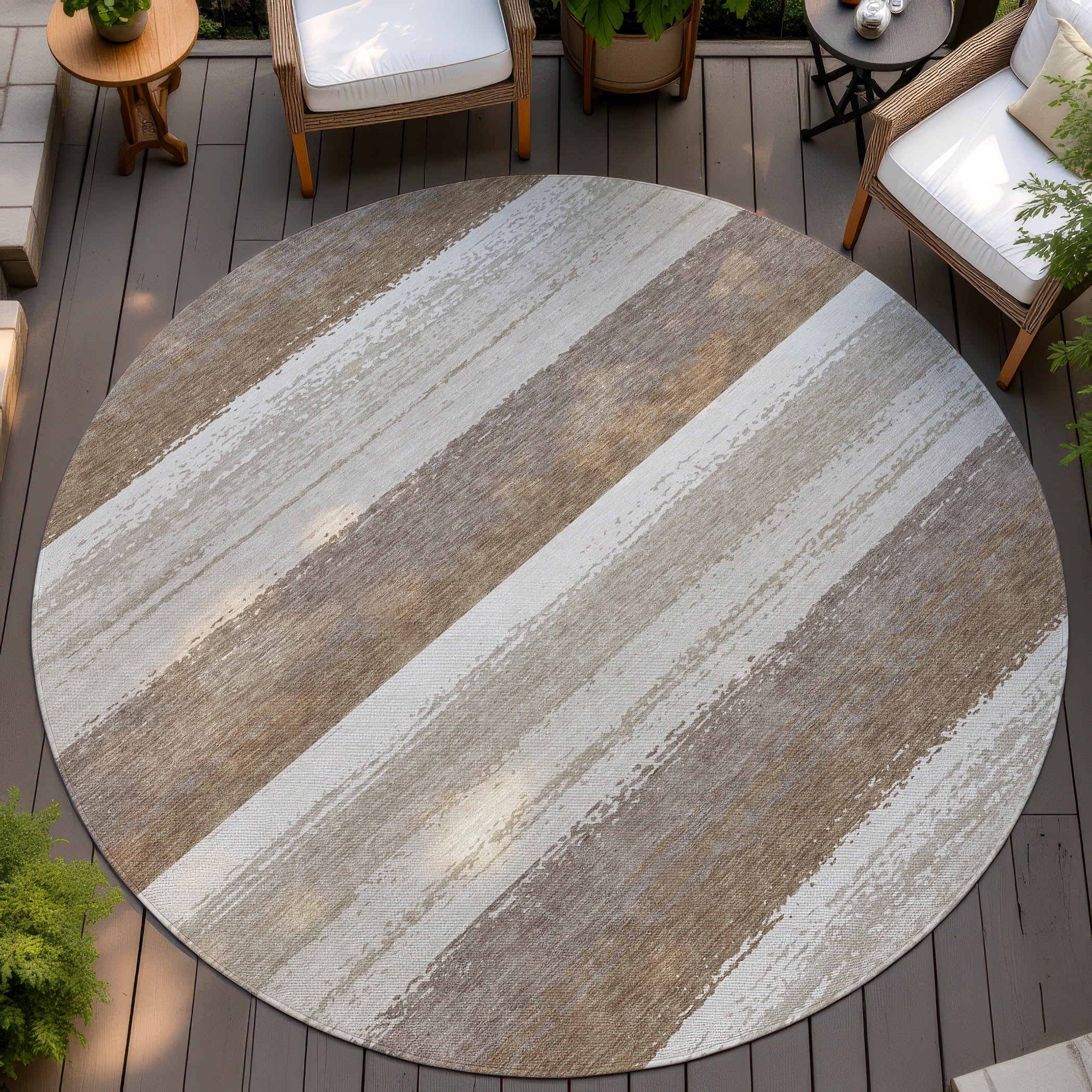 Machine Washable Indoor Outdoor Stripe Eloy Chantille Rug