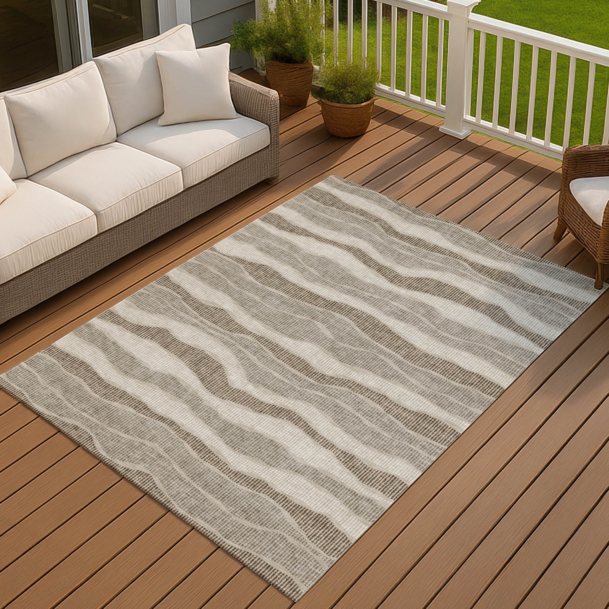 Machine Washable Indoor Outdoor Stripe Jordan Chantille Rug