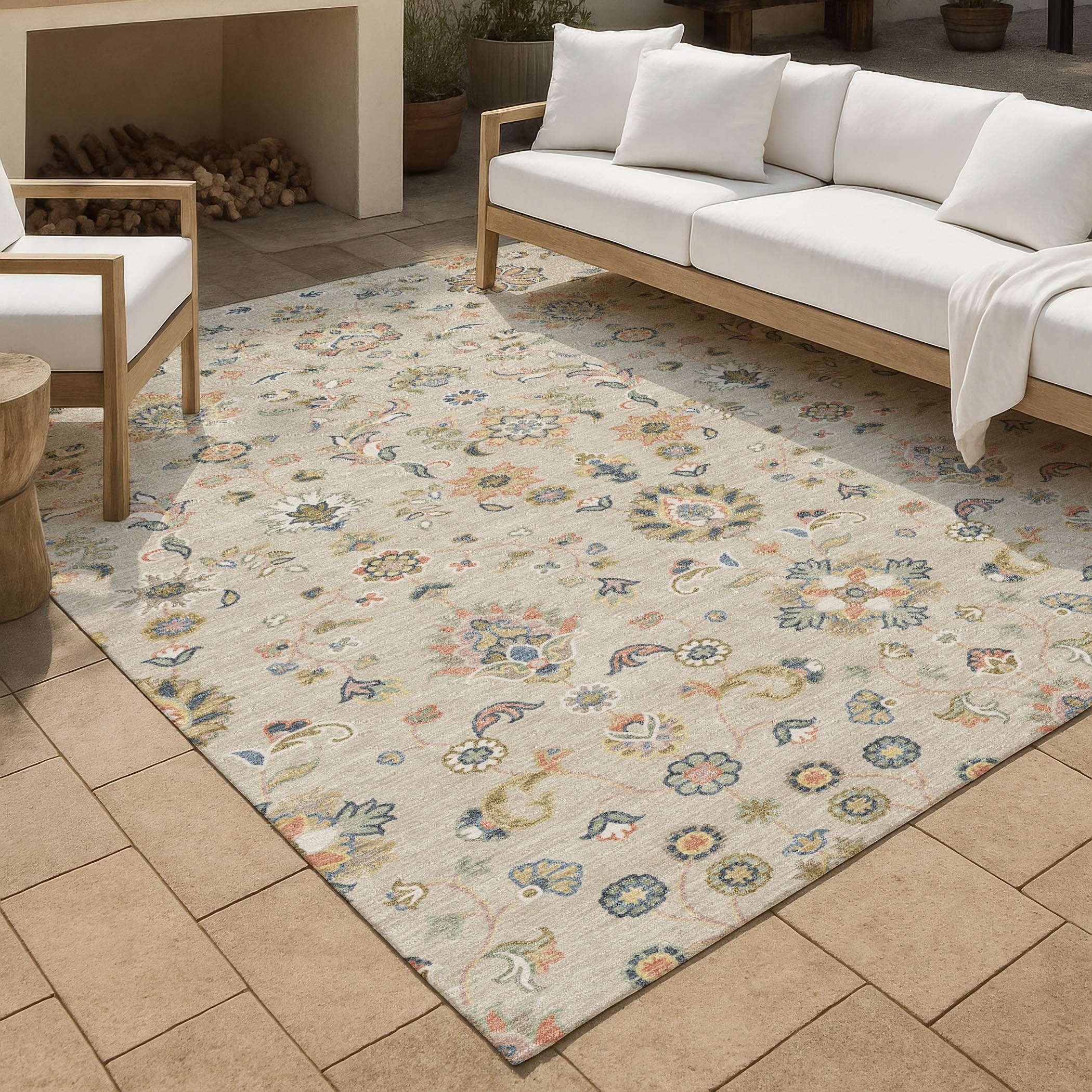 Machine Washable Indoor Outdoor Traditional Basalt Chantille Rug