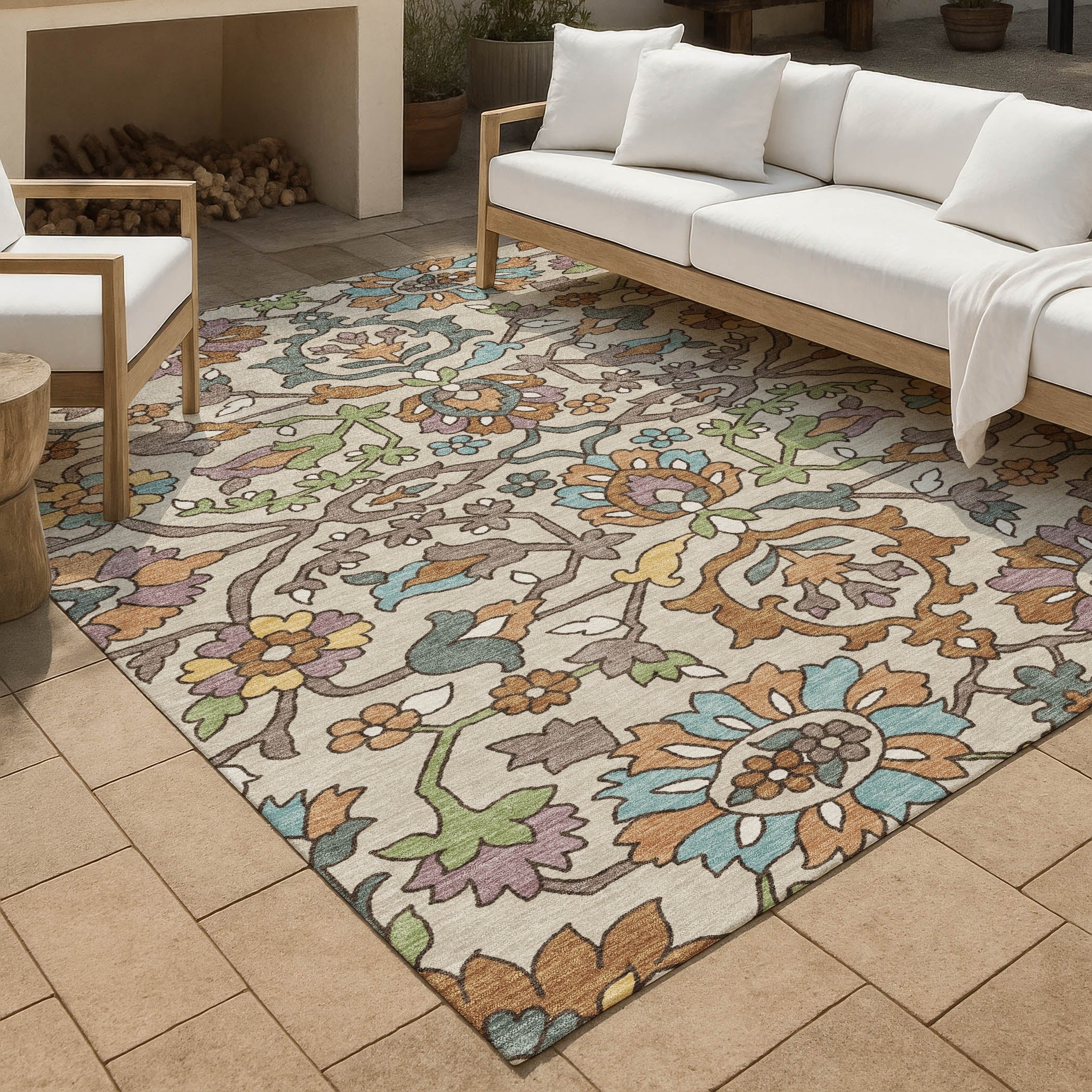 Machine Washable Indoor Outdoor Traditional Blanca Chantille Rug
