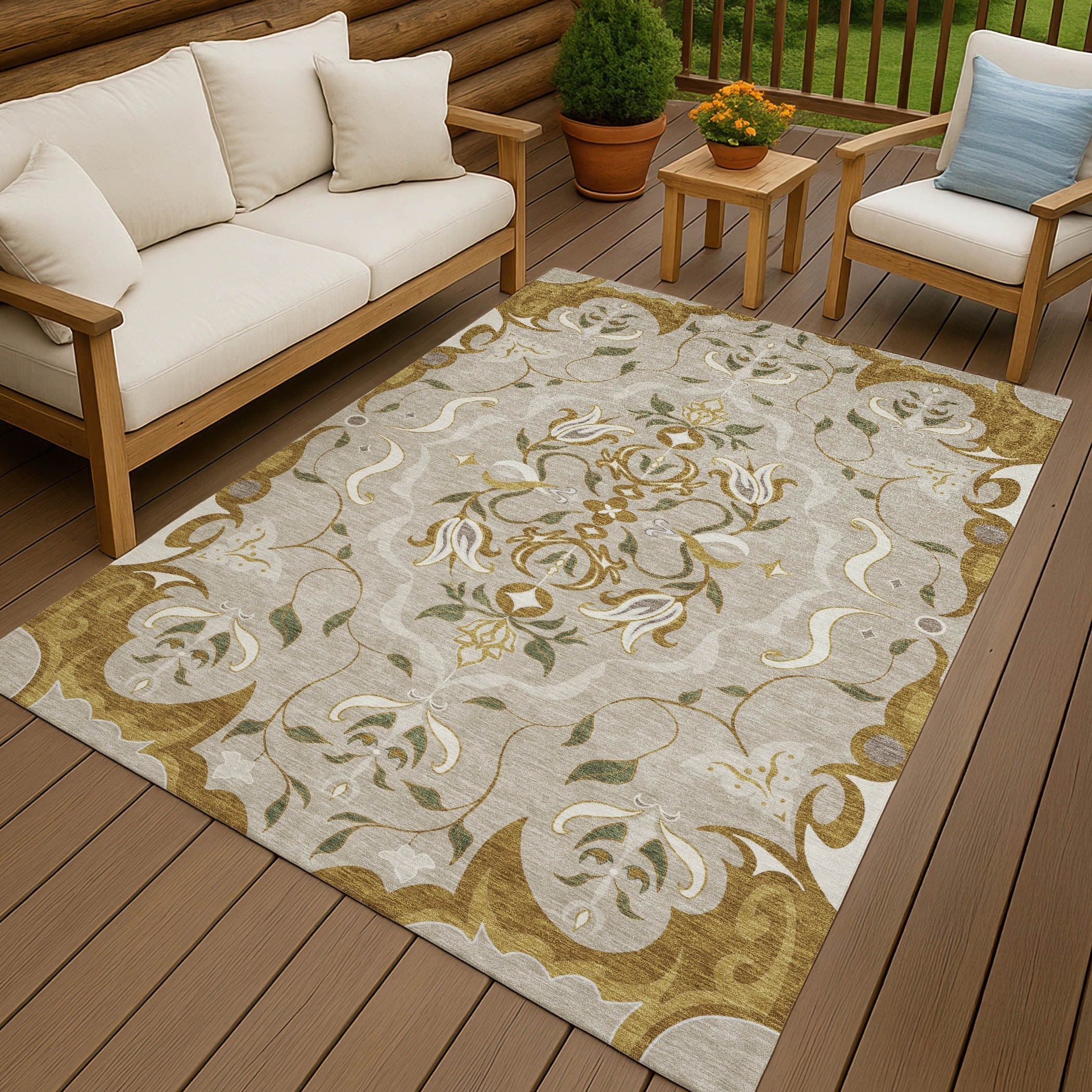 Machine Washable Indoor Outdoor Traditional Florence Chantille Rug