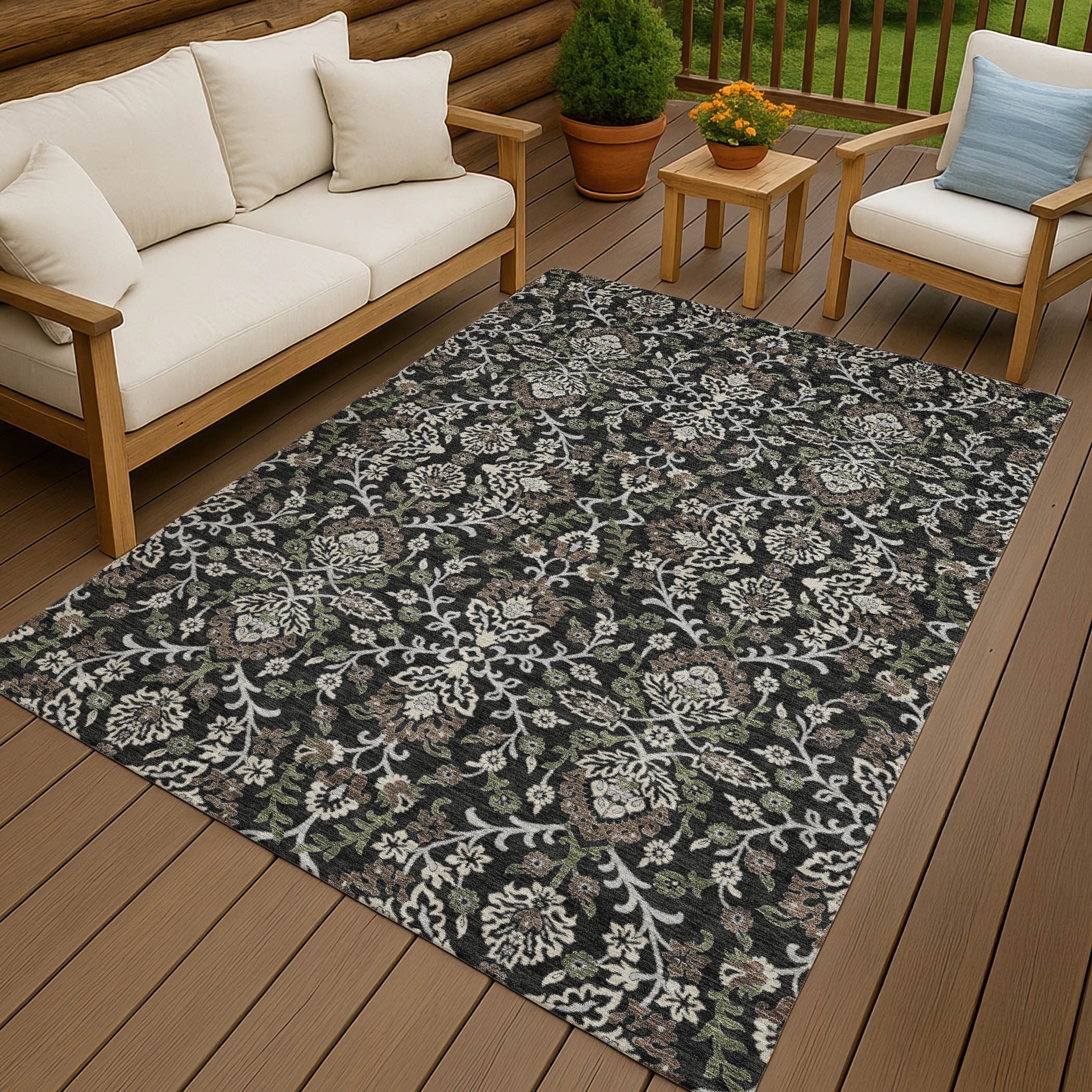 Machine Washable Indoor Outdoor Traditional Hartman Chantille Rug