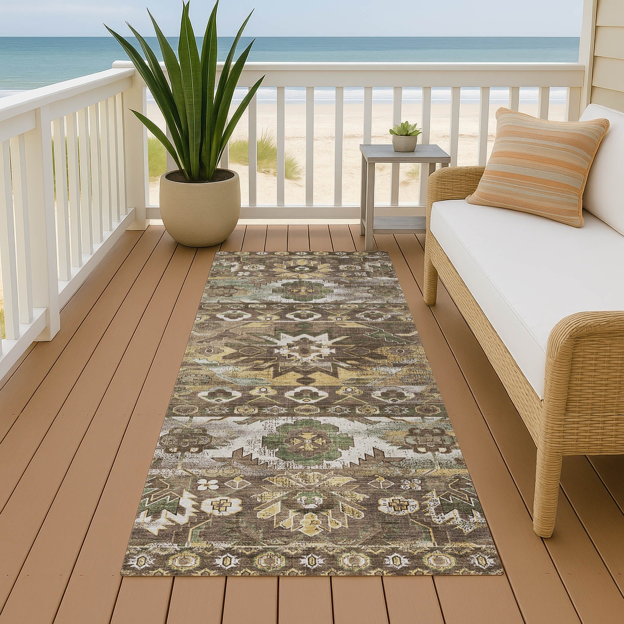 Machine Washable Indoor Outdoor Traditional Hudson Chantille Rug