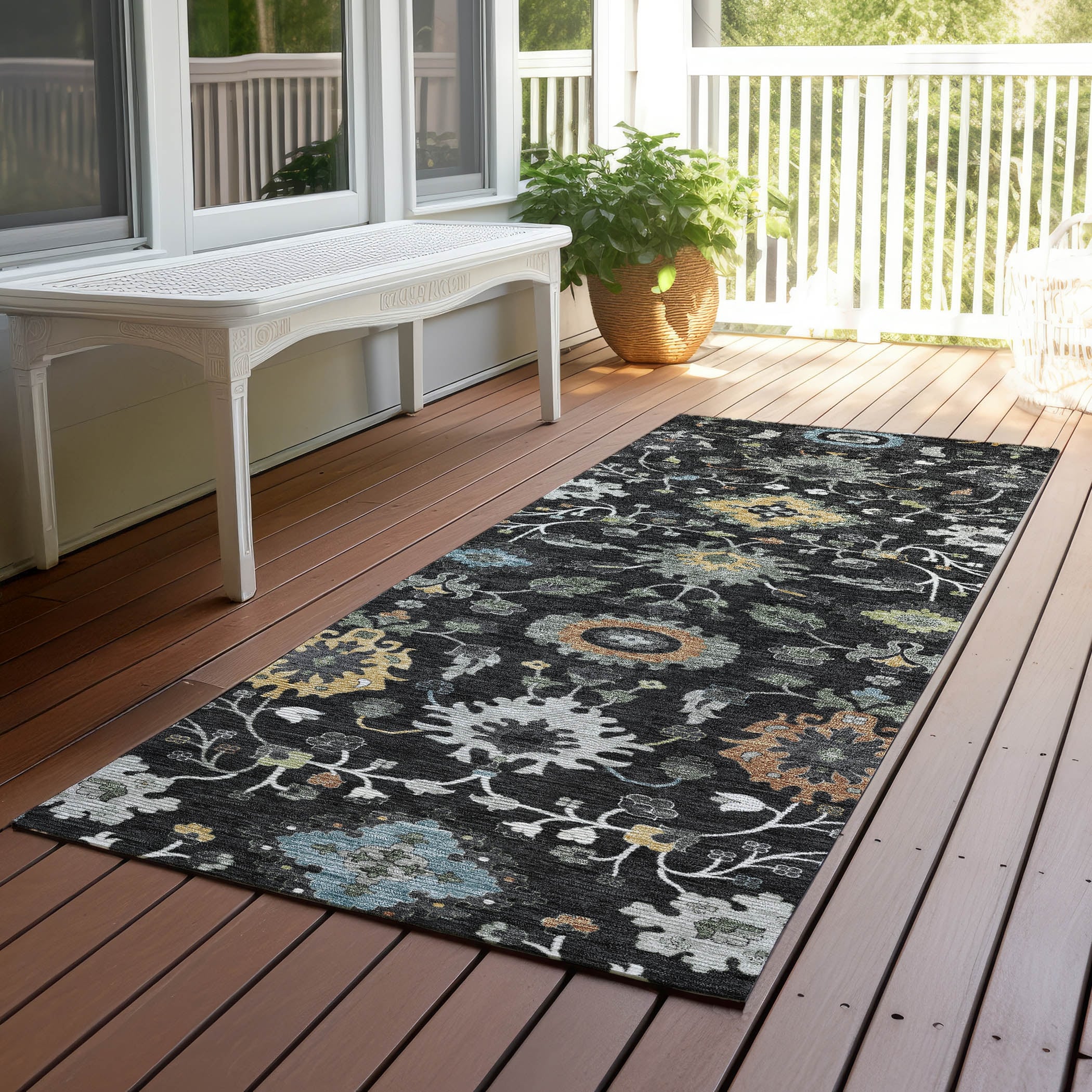 Machine Washable Indoor Outdoor Traditional Marci Chantille Rug