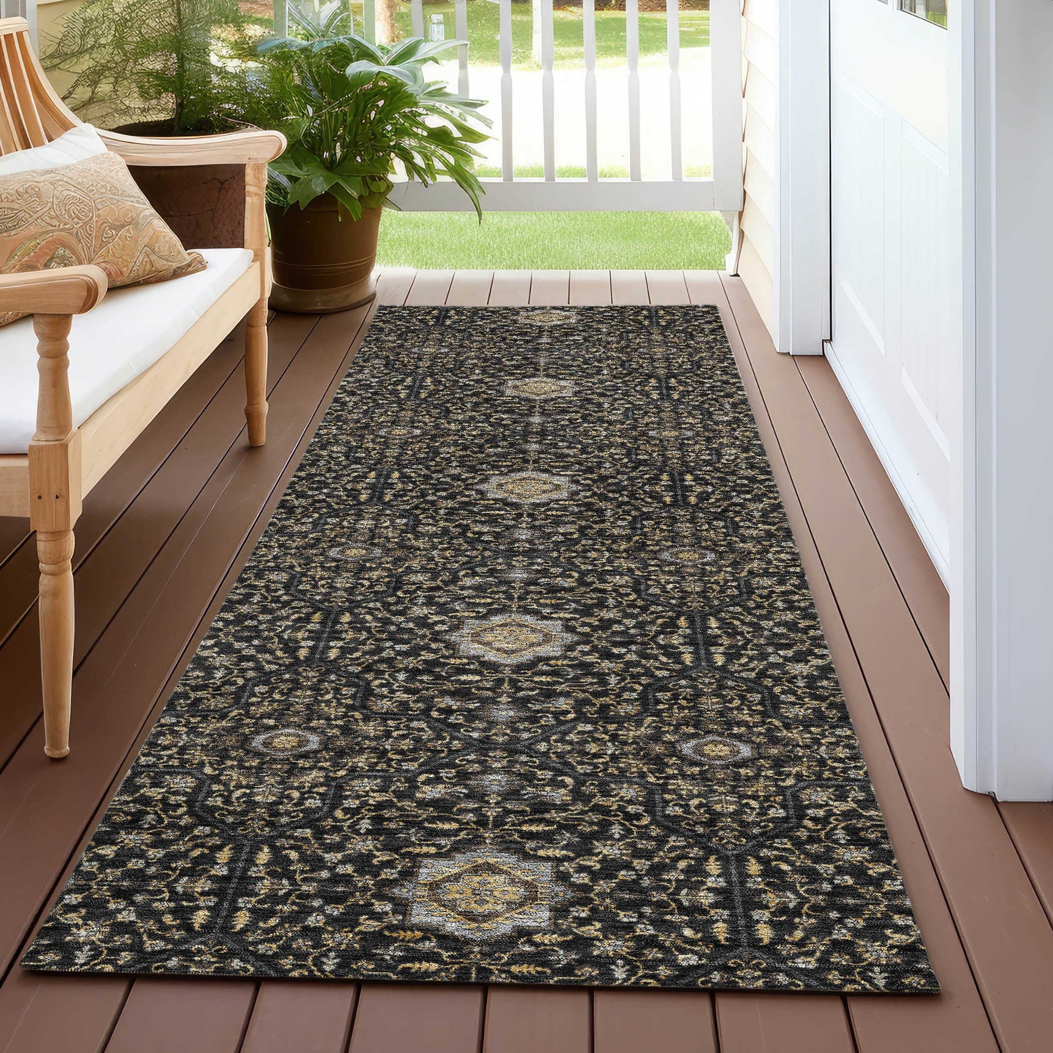 Machine Washable Indoor Outdoor Traditional Mika Chantille Rug