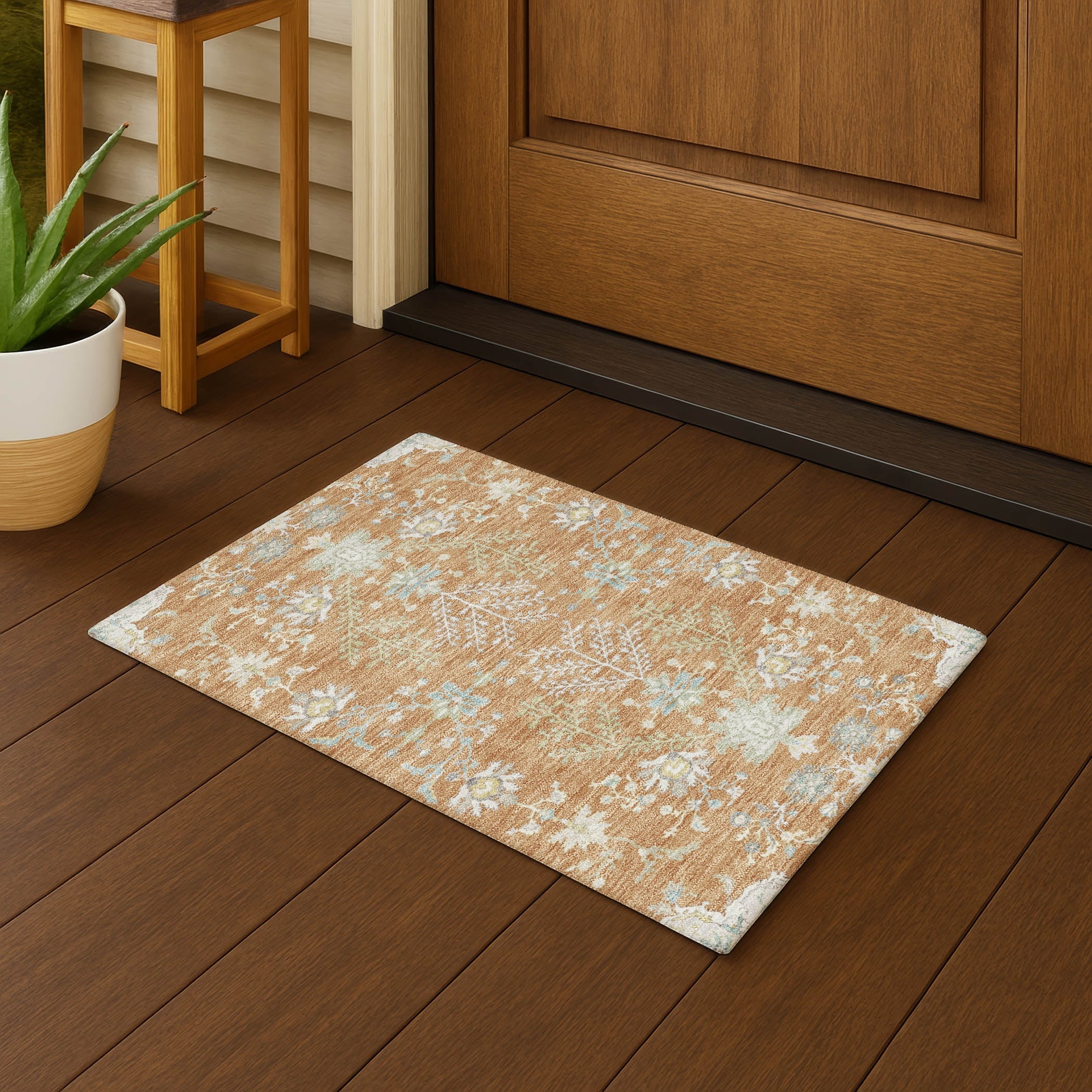 Machine Washable Indoor Outdoor Traditional Peetz Chantille Rug