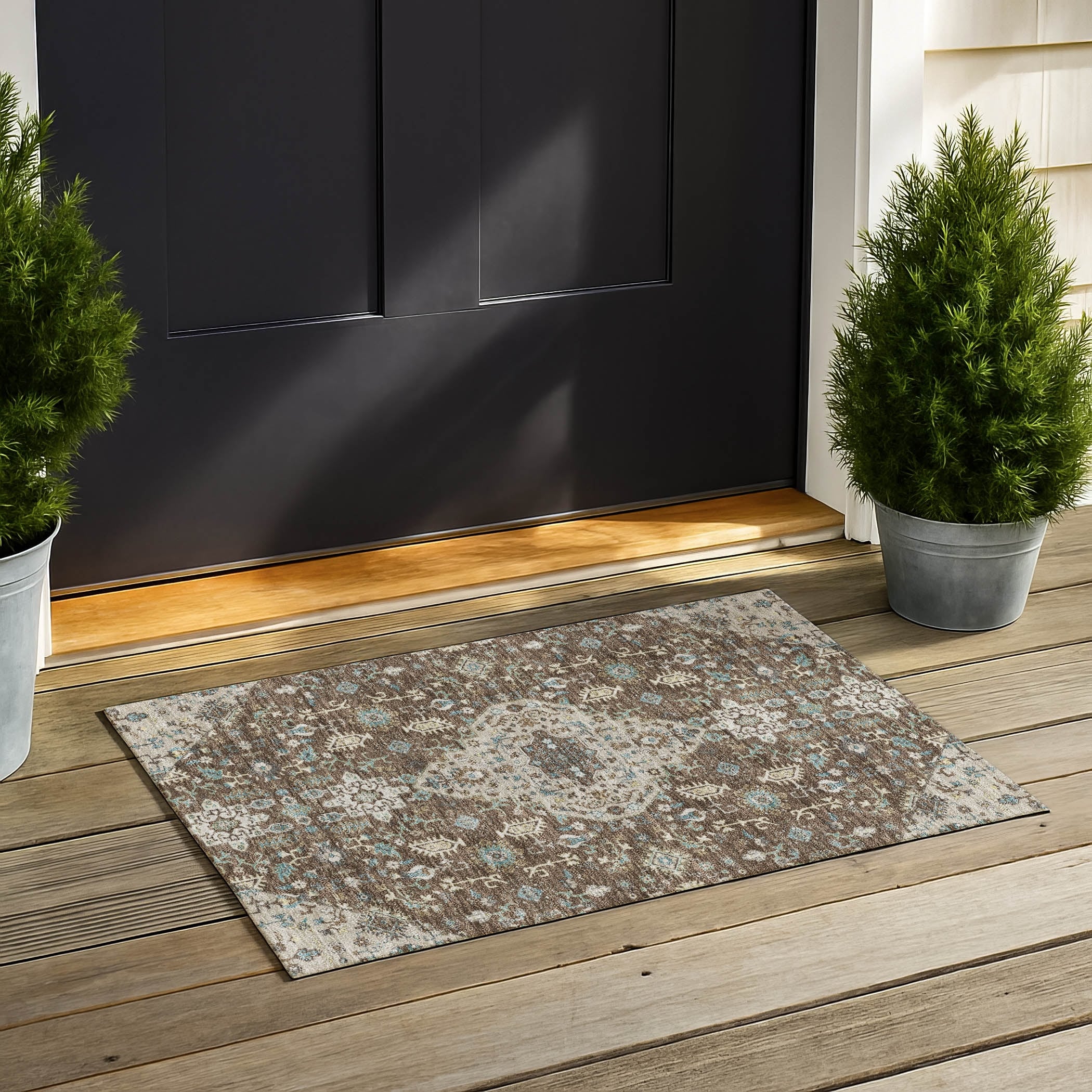 Machine Washable Indoor Outdoor Traditional Sahuarita Chantille Rug