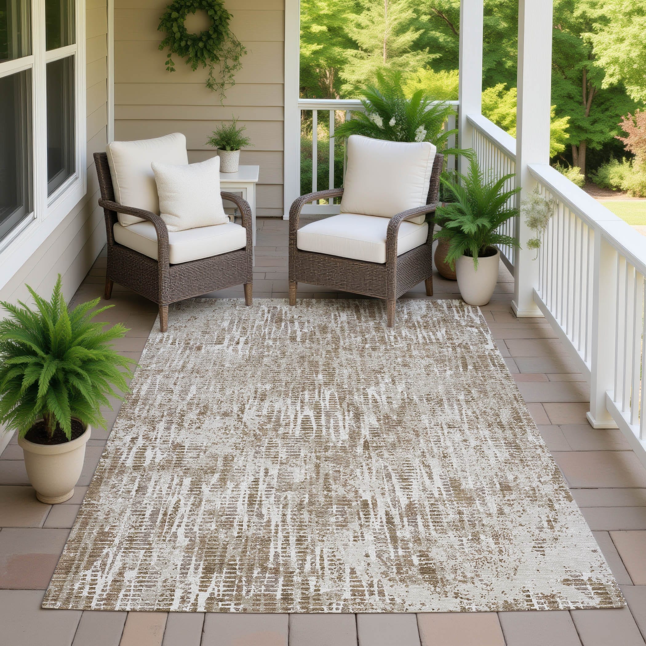 Machine Washable Indoor Outdoor Transitional Marana Chantille Rug