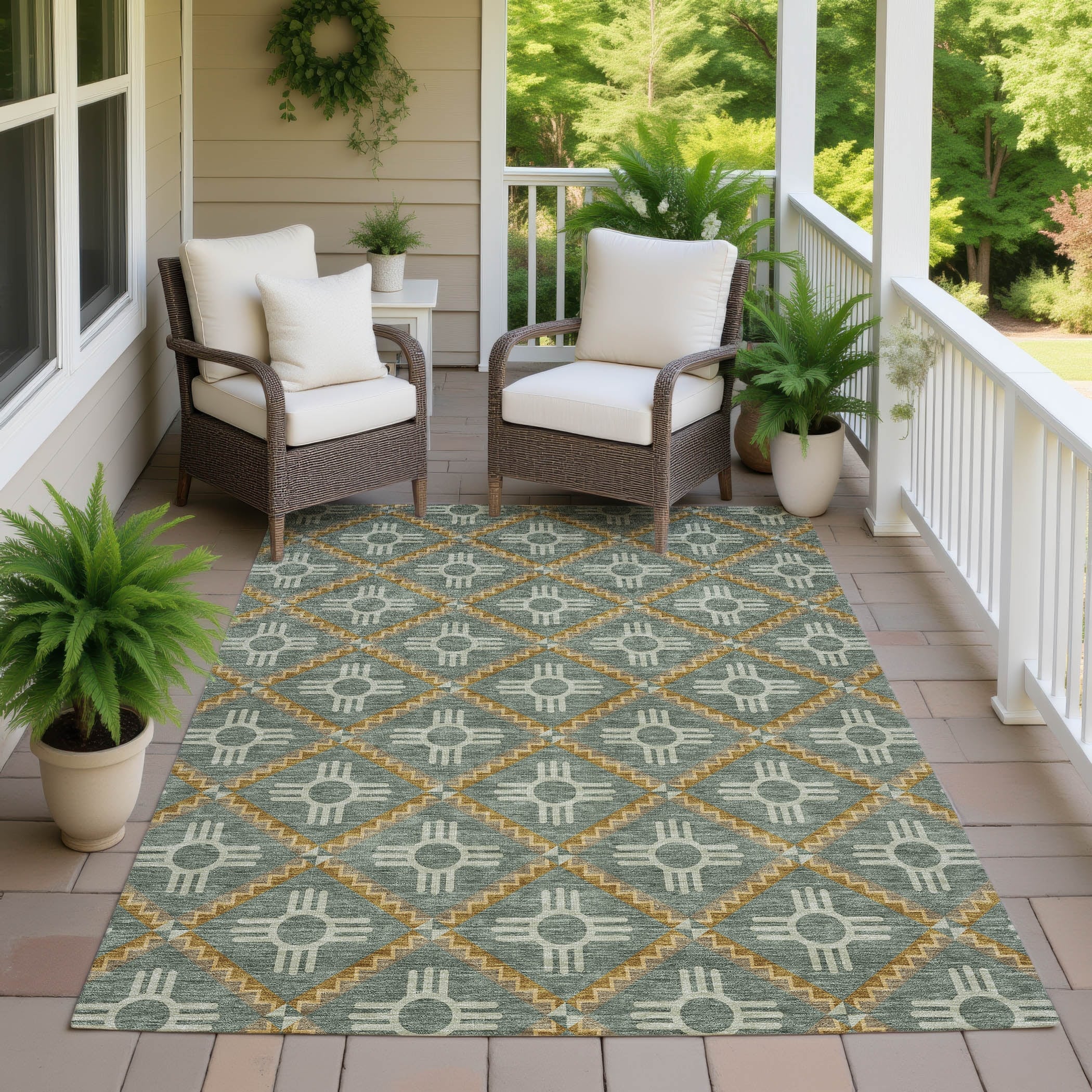 Machine Washable Indoor Outdoor Trellis Sedgwick Chantille Rug