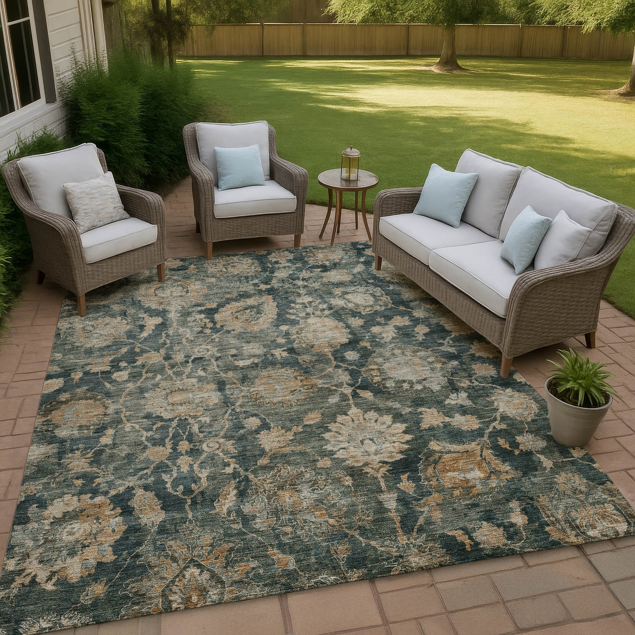 Machine Washable Indoor Outdoor Vintage Oma Chantille Rug