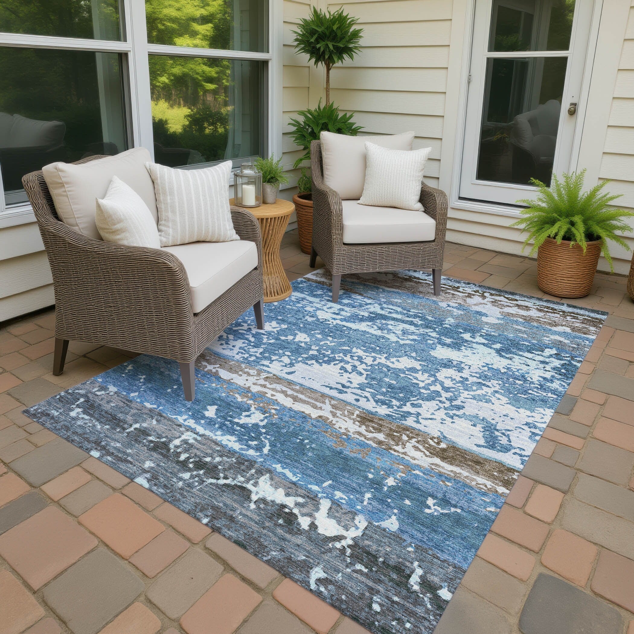Machine Washable Indoor Outdoor Vintage Ombre Chantille Rug