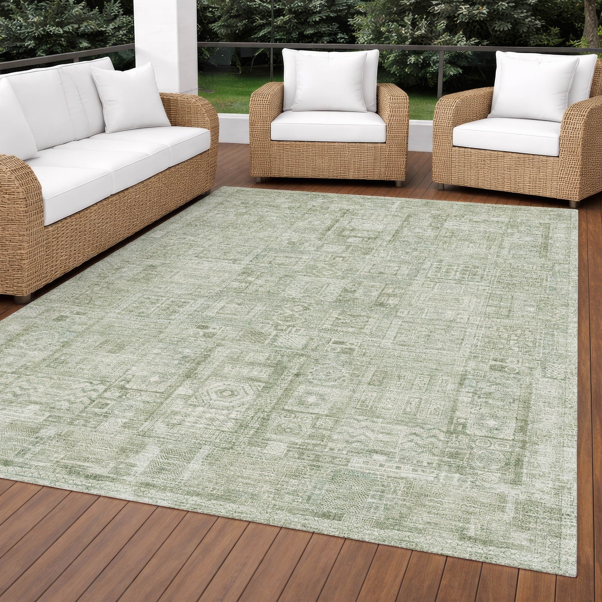 Machine Washable Indoor Outdoor Vintage Plymouth Chantille Rug