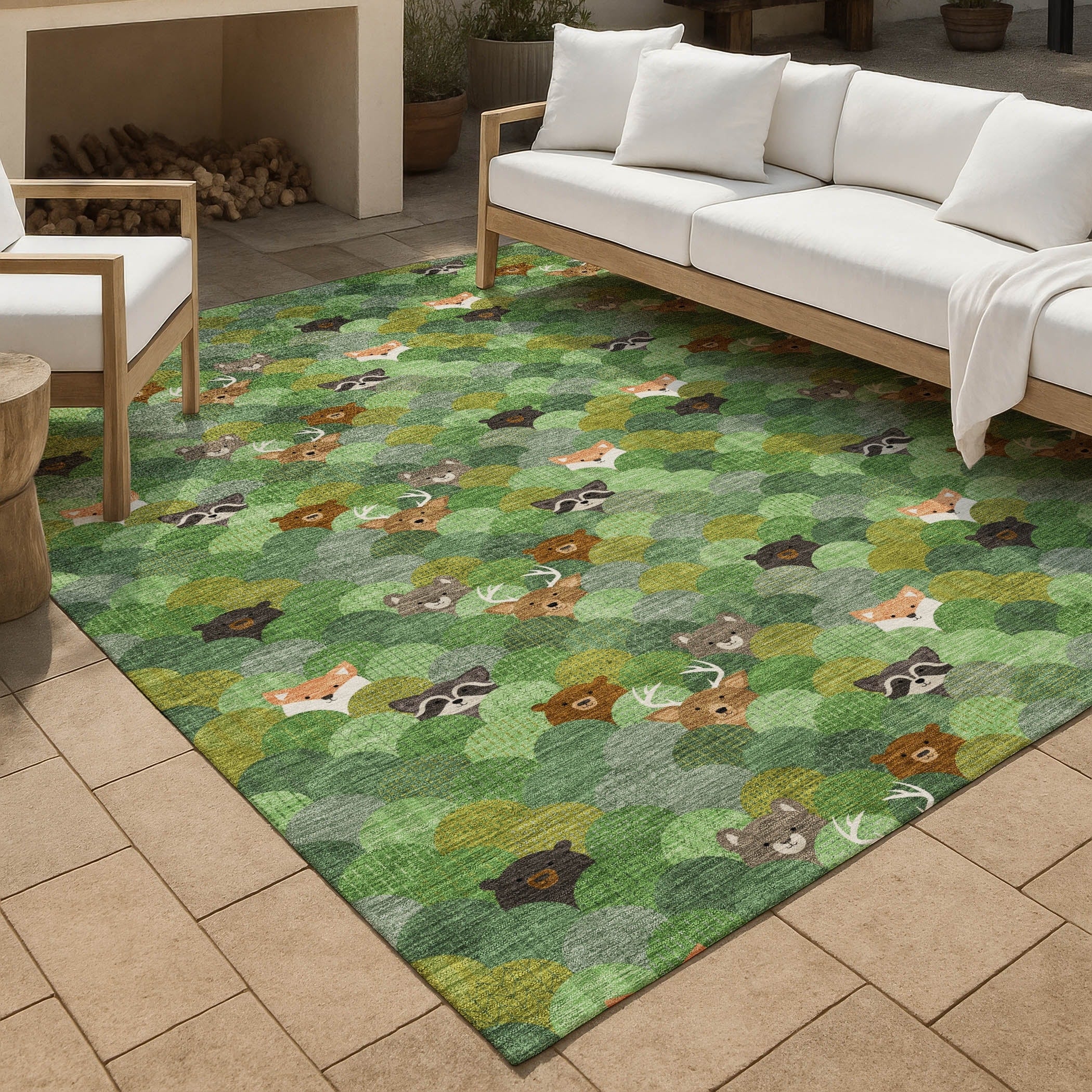 Machine Washable Indoor Outdoor Whimsy Critters Chantille Rug