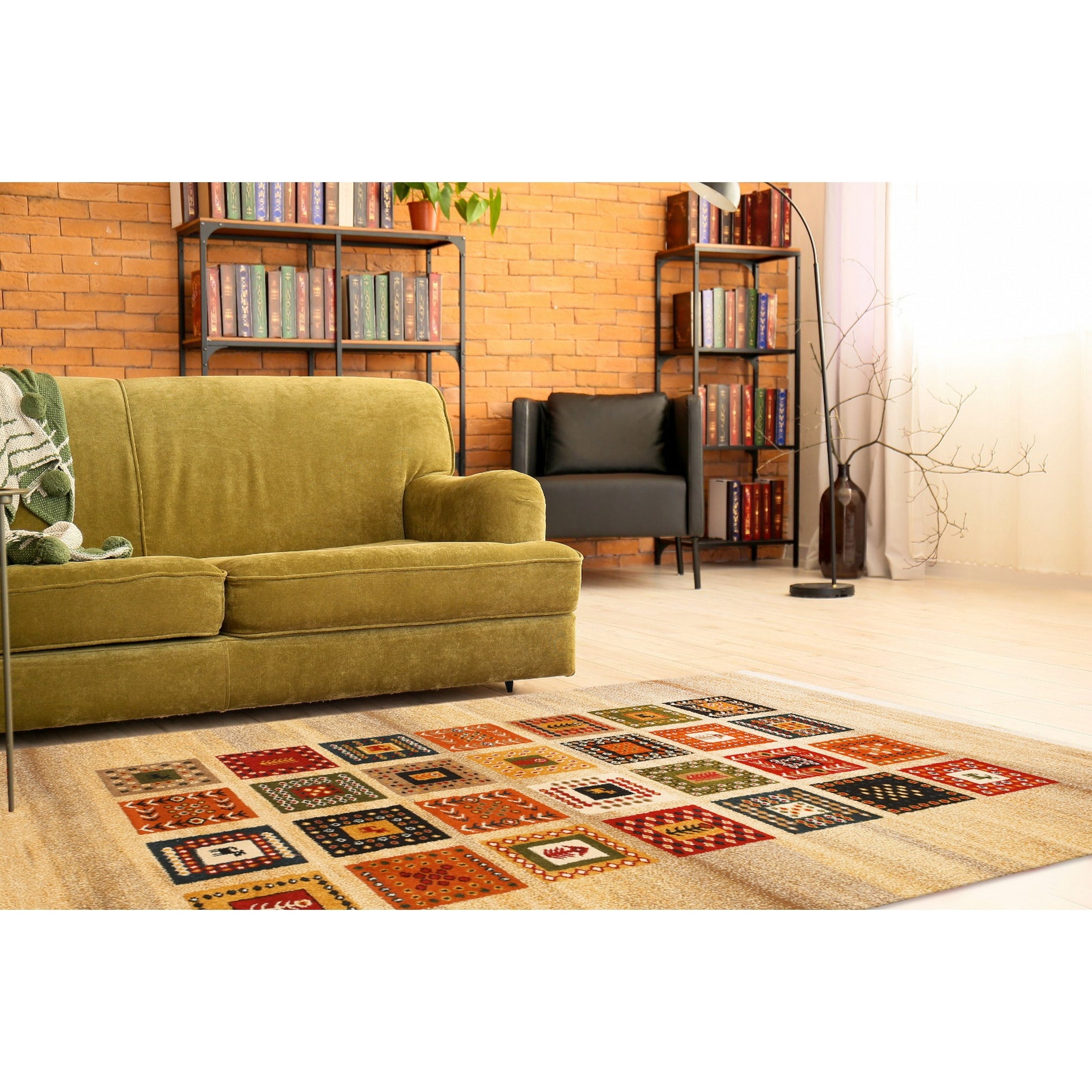 Machine Made Wool Beige Bohemian Oriental Gabbeh Rug 5 X 76