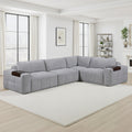 Mackay 143 Textured 4 Piece Modular Sectional Sofa With Armrest Tray