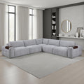 Mackay 143 Textured 5 Piece Modular Sectional Sofa With Armrest Tray