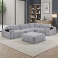 Mackay 143 Textured 5 Piece Modular Sectional Sofa With Ottoman