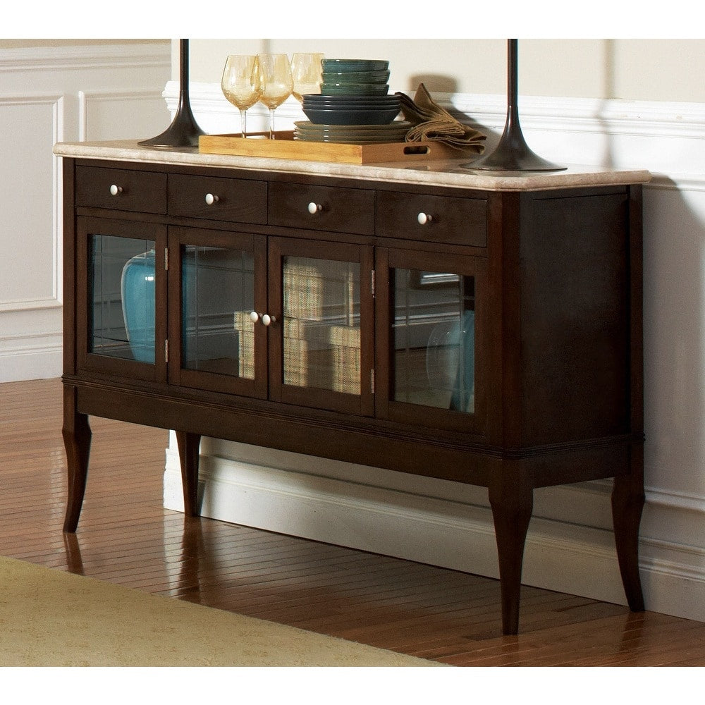 Madaleine Cherry Finish Marble Veneer Top Sideboard By Greyson Living