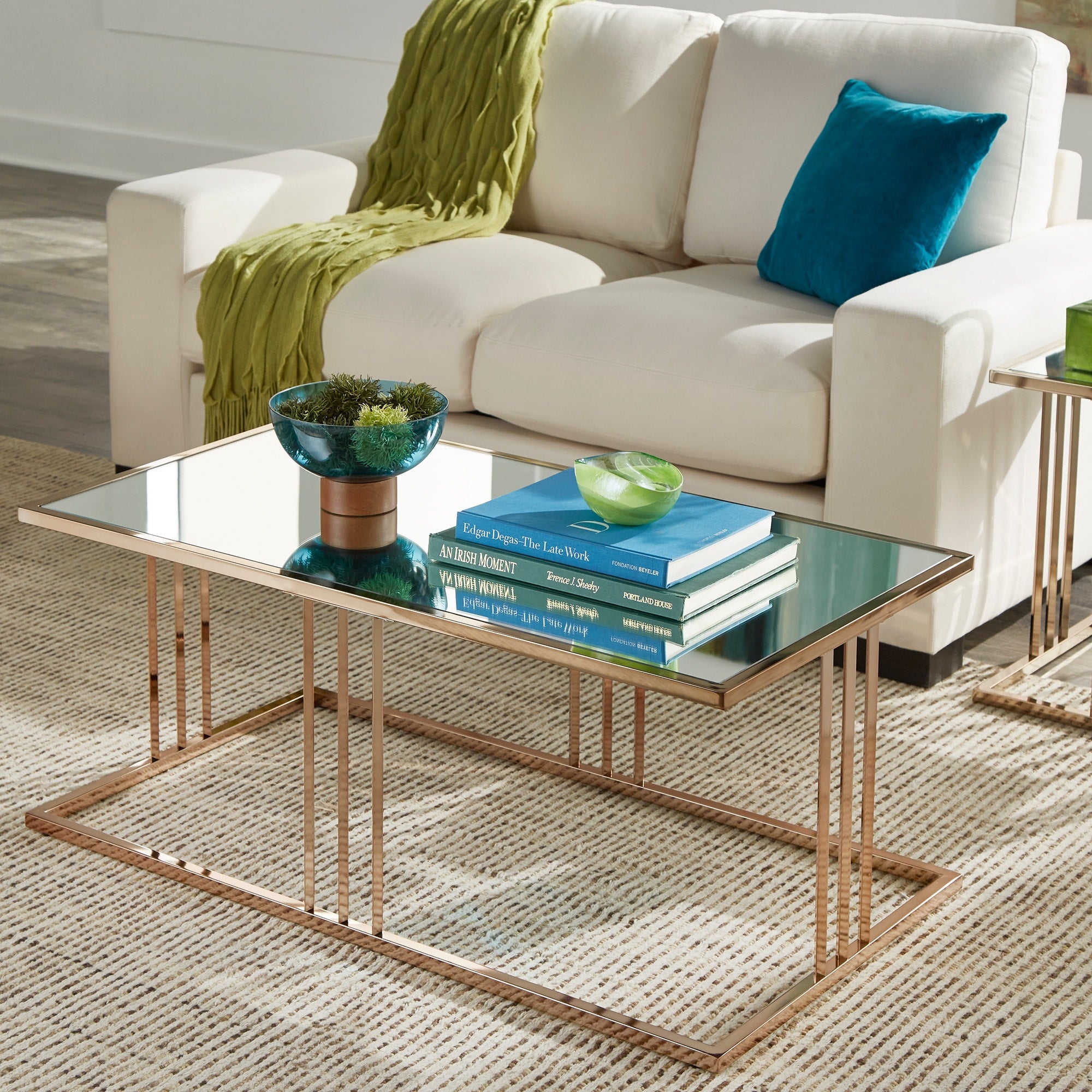 Maddison Champagne Gold Finish Cocktail Table Or Table Set With Mirrored Top By Inspire Q Bold