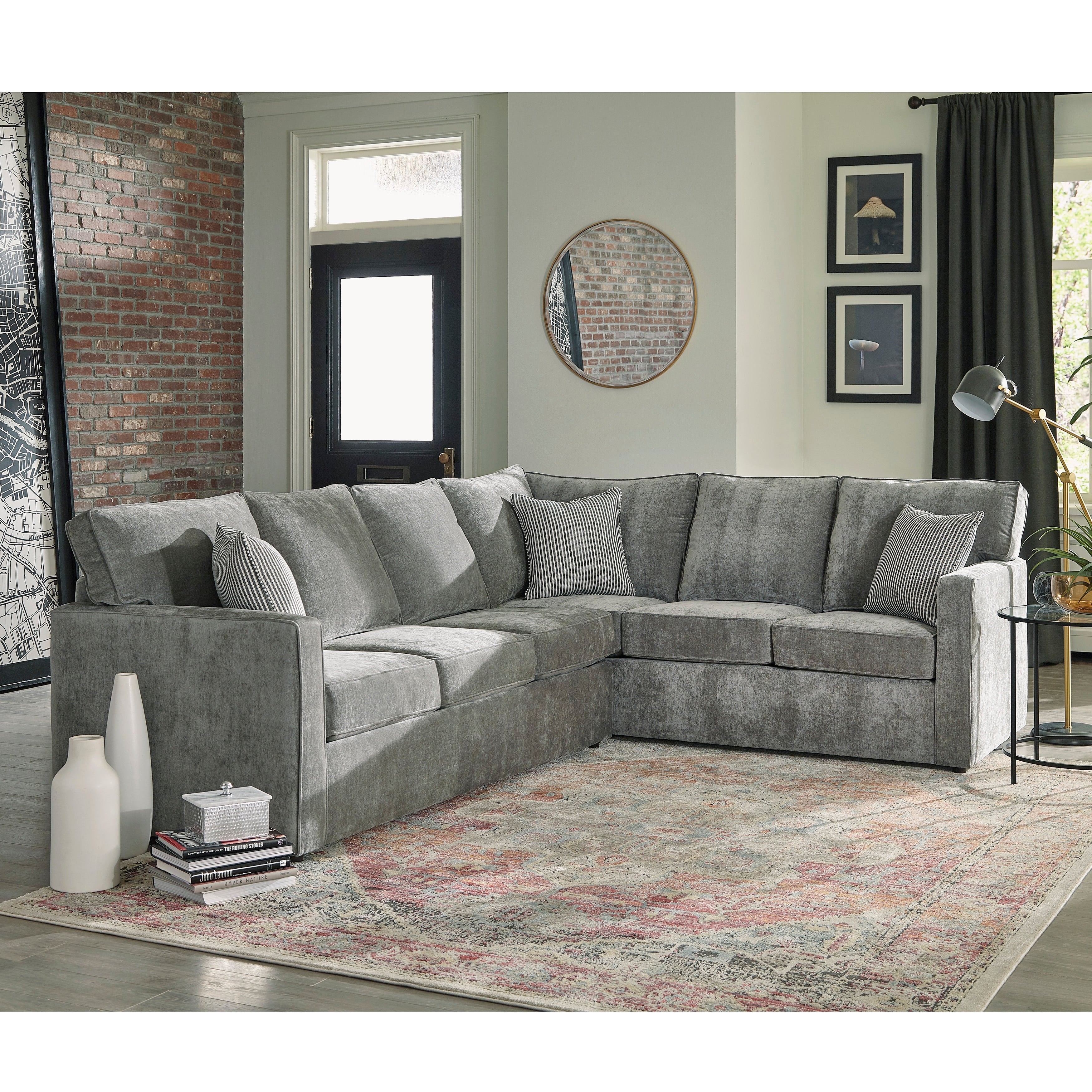 Maddox Grey Sectional Sofa Bed With Queen Gel Memory Foam Mattress