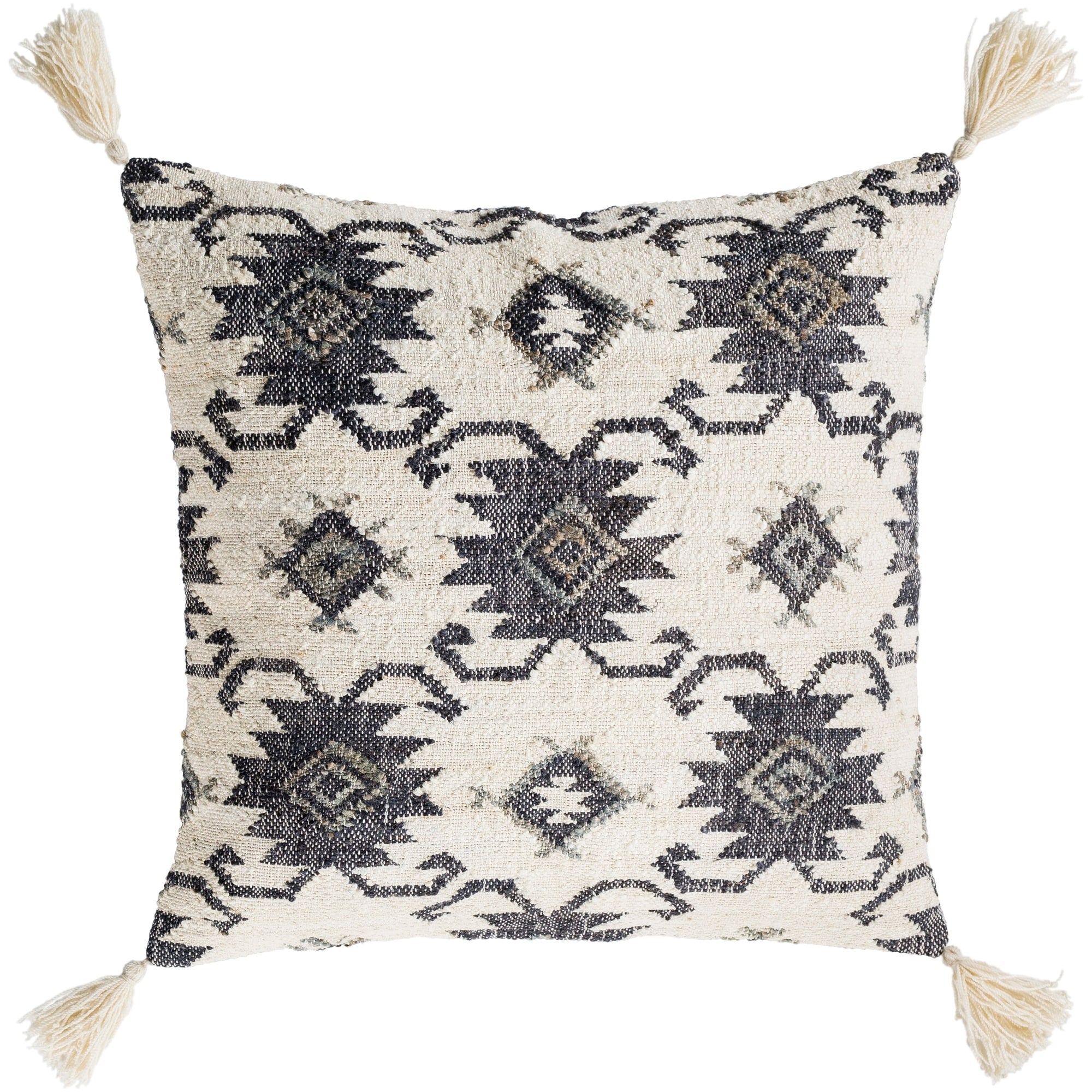 Maddox Traditional Black Poly Filled Throw Pillow 20 Inch