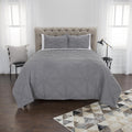 Maddux Place Simpson Grey Hand Quilted Cotton 3 Piece Quilt Set King Size