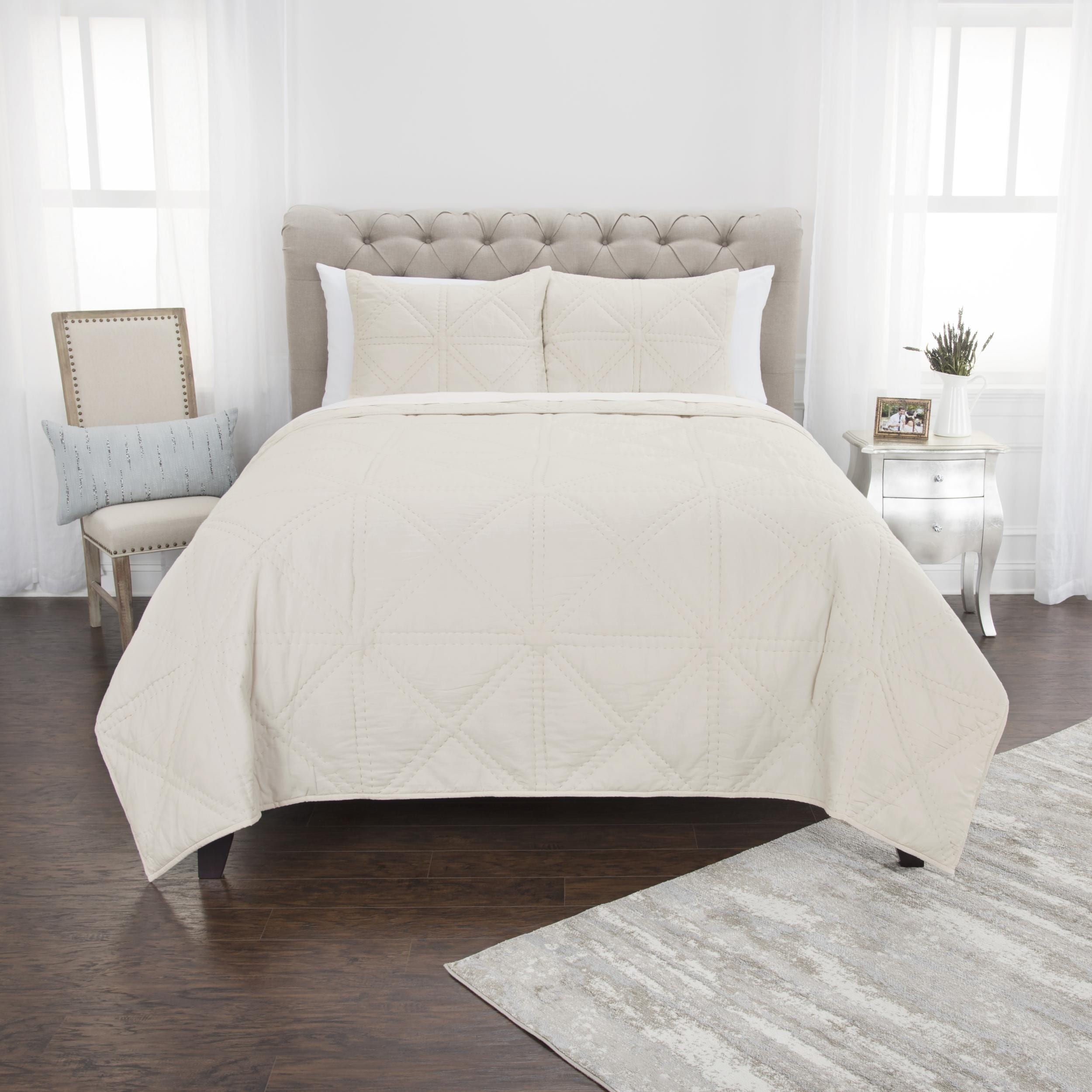 Maddux Place Simpson Natural Hand Quilted Cotton 3 Piece Quilt Set Queen Size