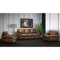 Made In Usa Cabot Brown Top Grain Leather Sofa Loveseat And Chair
